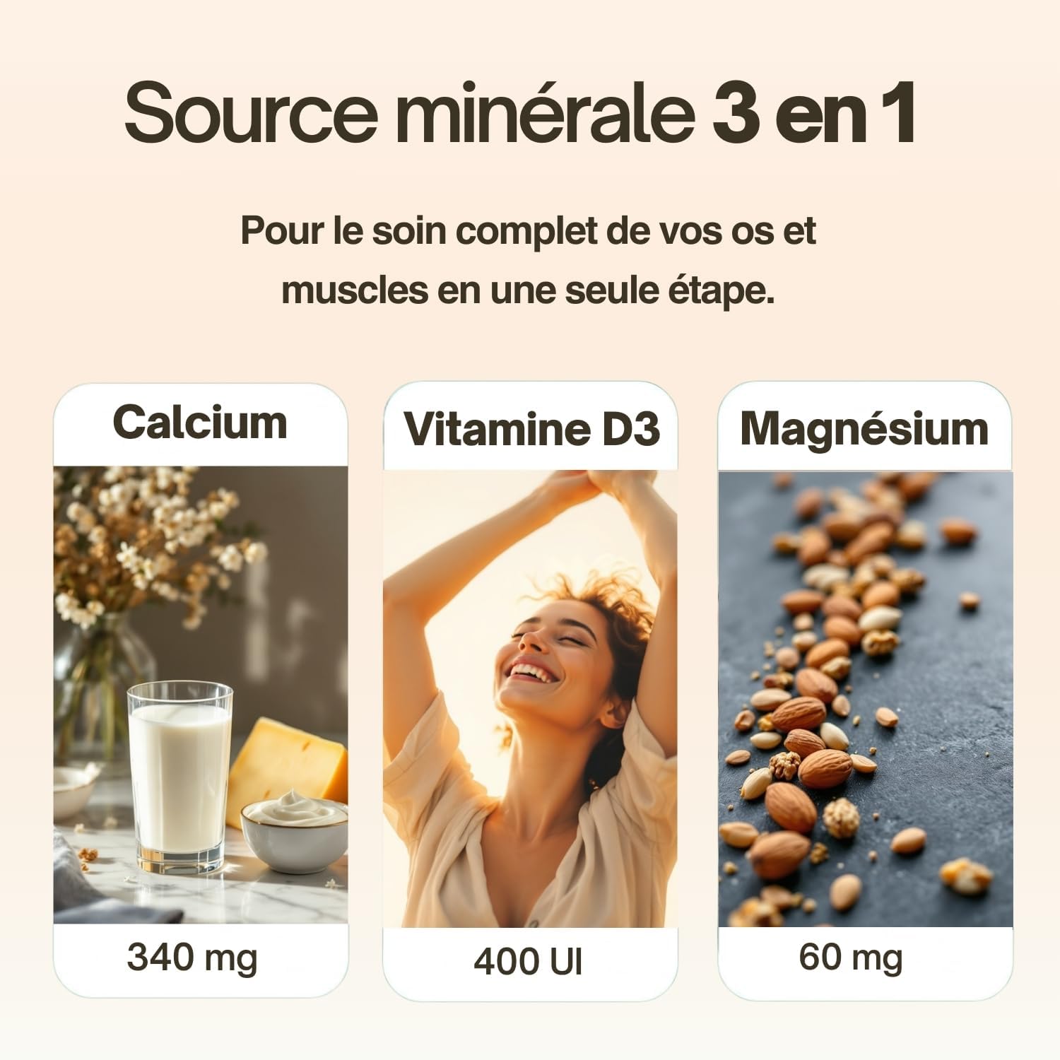 Calcium and Vitamin D Pure Essence, 120 Tablets | Calcium with vitamin D, complete formula, optimal absorption, support bones, teeth, muscles and normal functioning - Image 5
