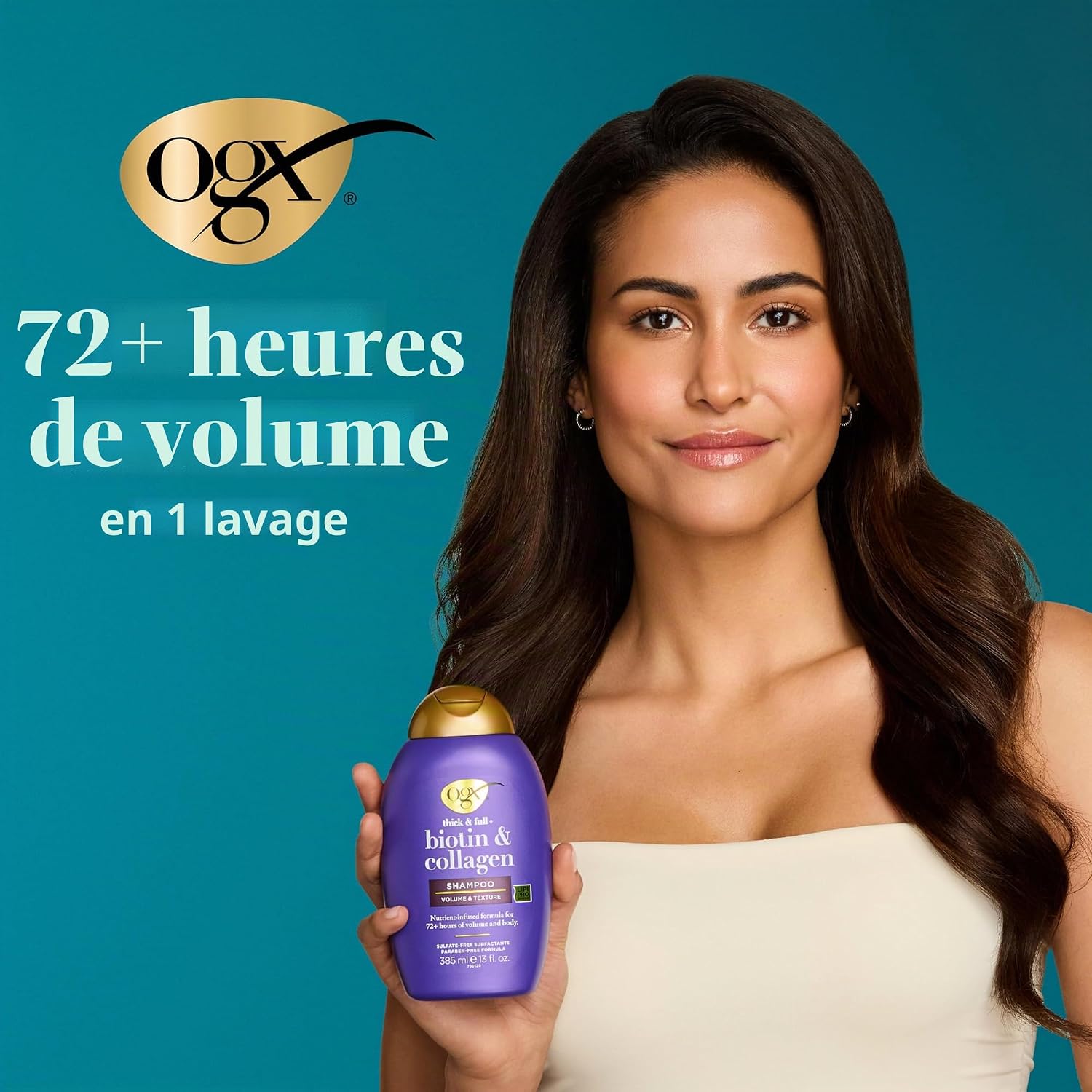 OGX Biotin & Collagen Volumizing Shampoo, 385 ml Bottle - Image 3