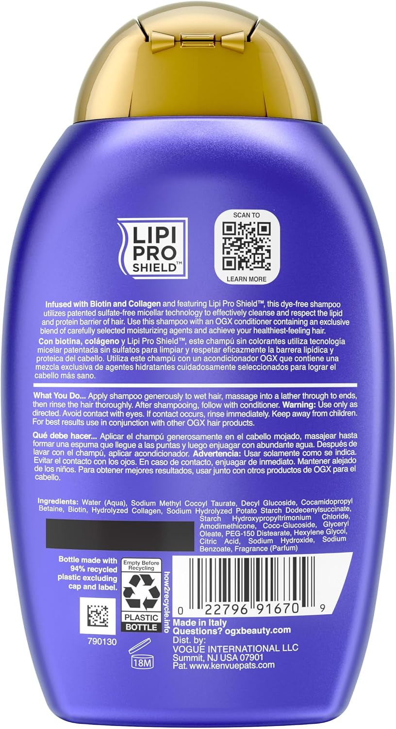 OGX Biotin & Collagen Volumizing Shampoo, 385 ml Bottle - Image 10
