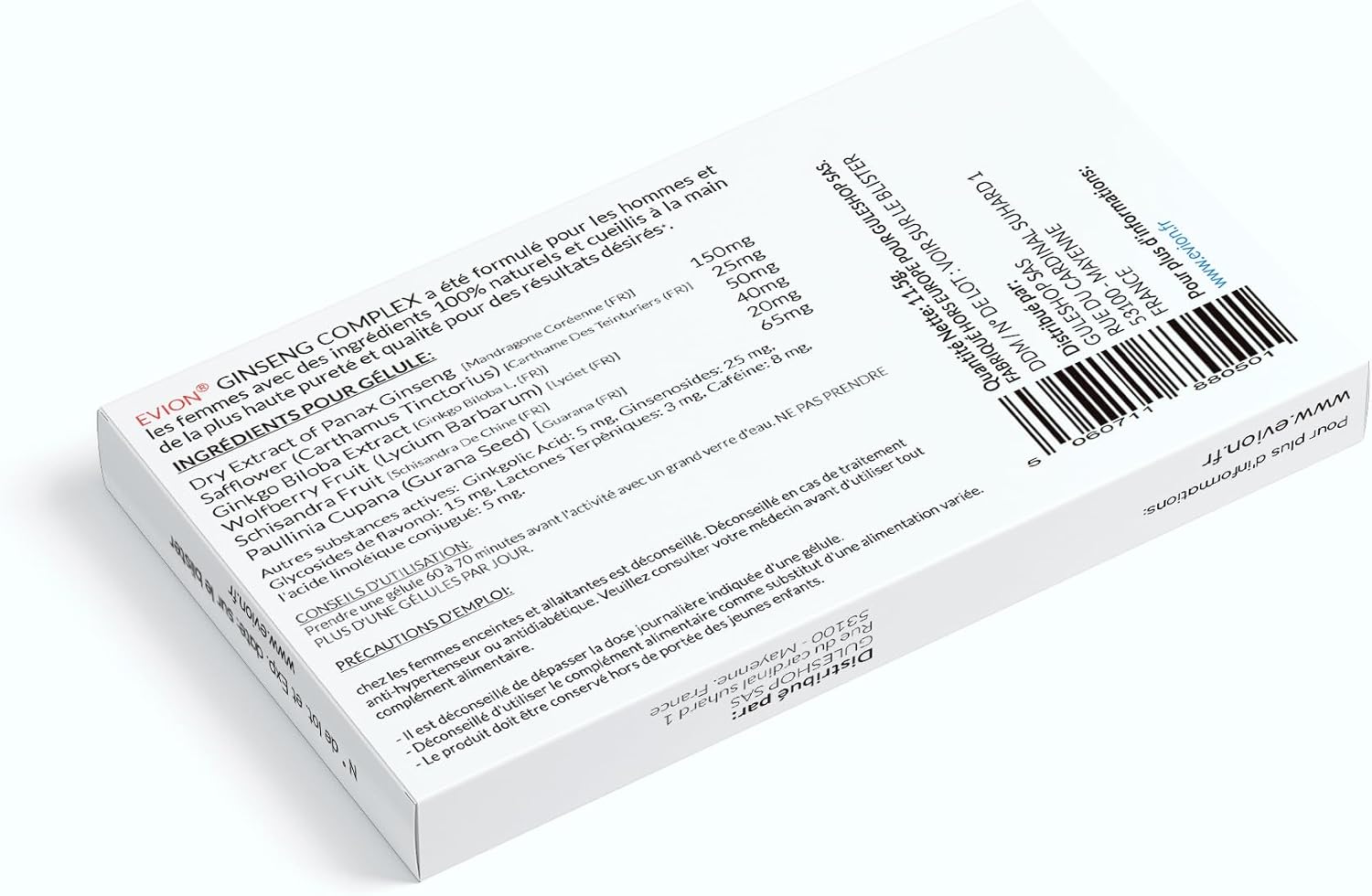 EVION - Ginseng Complex Food Supplement for Men - Men's Virility Formula - 10 Capsules - Image 3