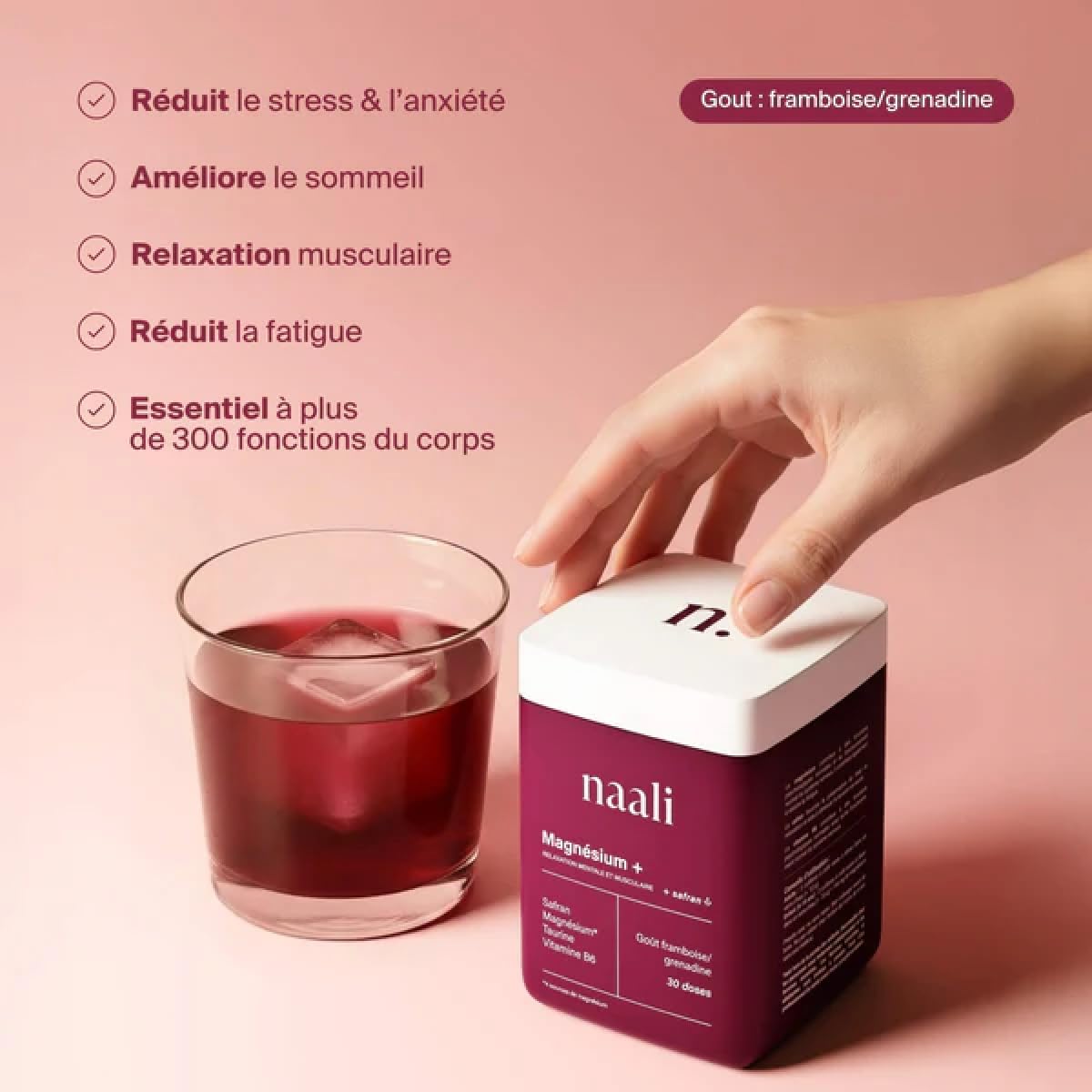 Magnesium Bisglycinate Citrate Dilute Powder - 4 Shapes Magnesium Highly Bioavailable - Taurine, Vitamin B6 - Raspberry Drink Grenadine - Sugar Free, Vegan, Gluten Free - Daily Use - Image 3