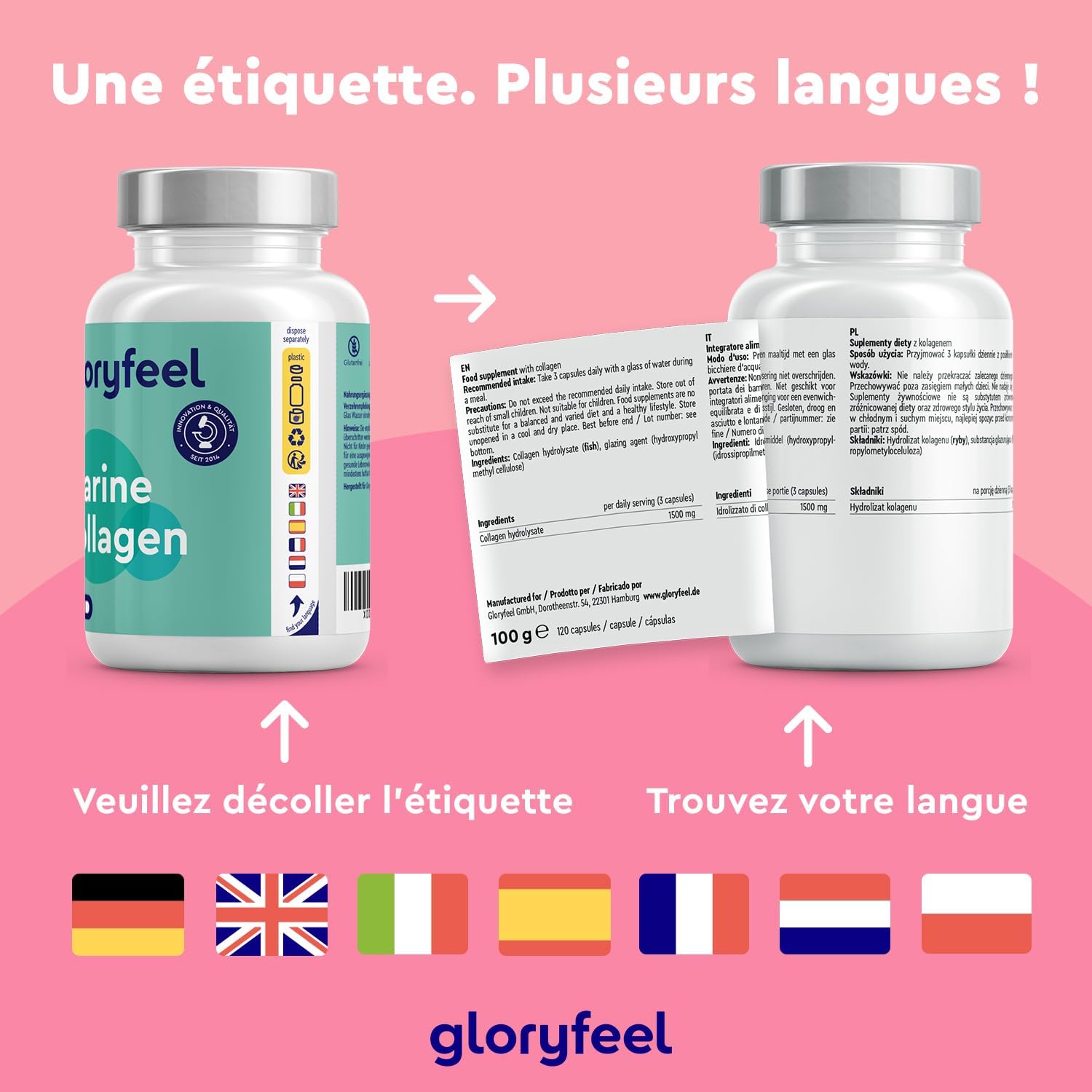 Pure Marine Collagen (Type 1) 1500mg High Dosed, 120 Collagen Hydrolyzate Capsules, 100% Natural Collagen, Easily Absorbed, No Flavors and Additives - Image 7