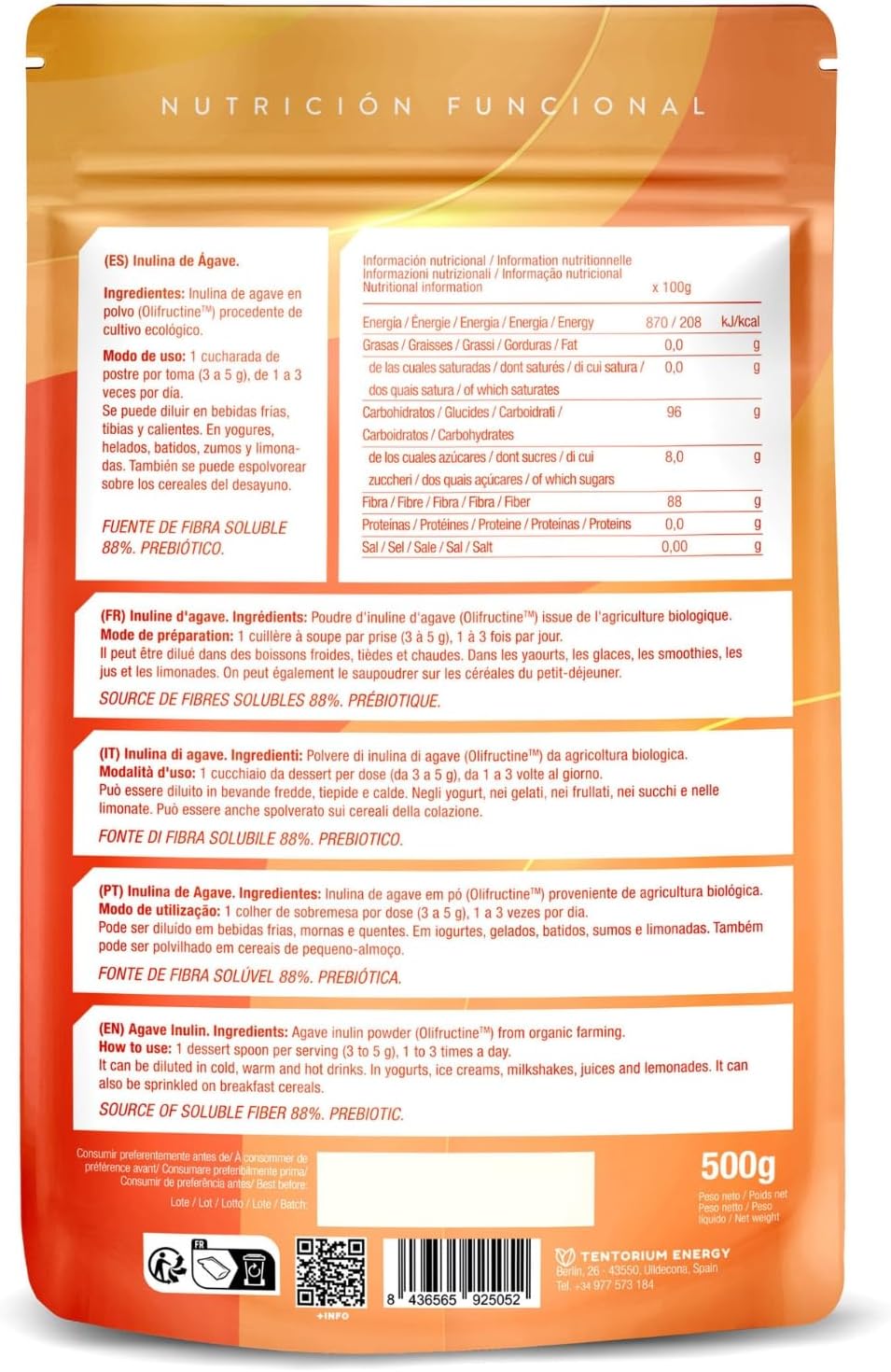 Energy Feelings Organic Agave Inulin 500g, Natural Prebiotic, Gluten Free and Lactose Free Powder Inulin, Dietary Fiber, Organic Inulin, Improves Digestion - Image 7
