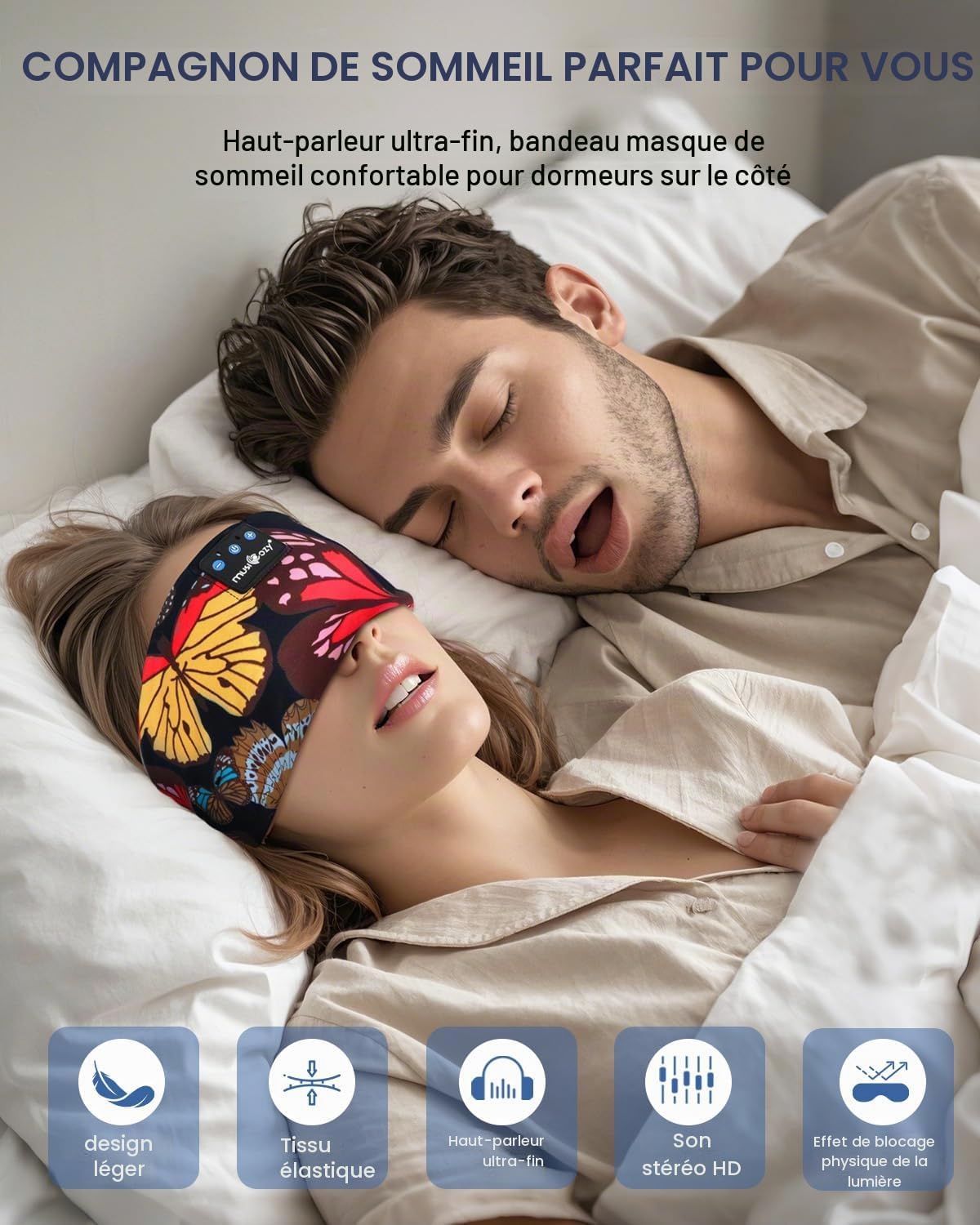 Bluetooth Sleep Headband, Headphones for Sleeping, Ultra-Thin Wireless Sleep Headphones for Side Sleepers, Optimal Comfort, HD Sound Quality, 14 Hours of Battery Life, Sport, Travel, Relaxation - Image 4