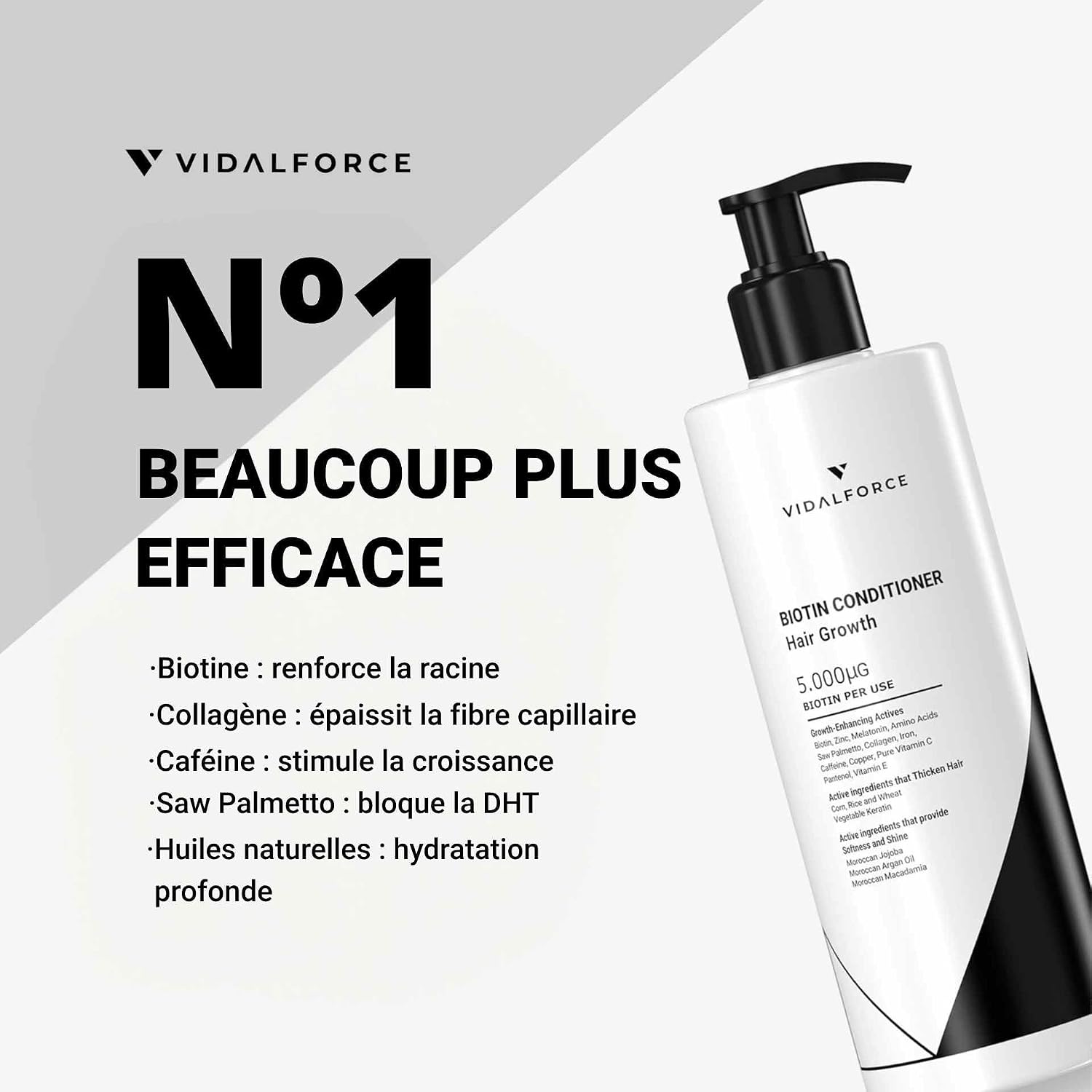 Biotin Conditioner for Hair, Collagen, Argan Oil, Jojoba Oil and Macadamia Oil with 18 Vitamins for Hair I Prevents and Helps Reduce Hair Loss XXL 400ml - Image 3