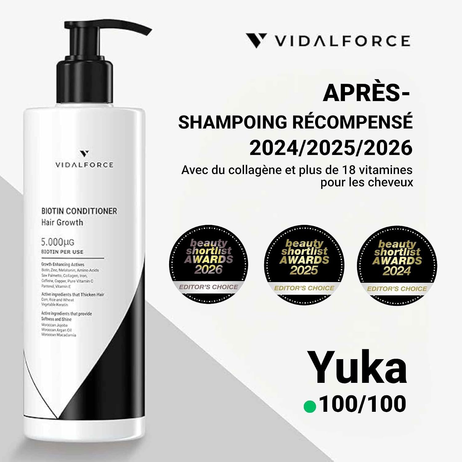 Biotin Conditioner for Hair, Collagen, Argan Oil, Jojoba Oil and Macadamia Oil with 18 Vitamins for Hair I Prevents and Helps Reduce Hair Loss XXL 400ml - Image 4