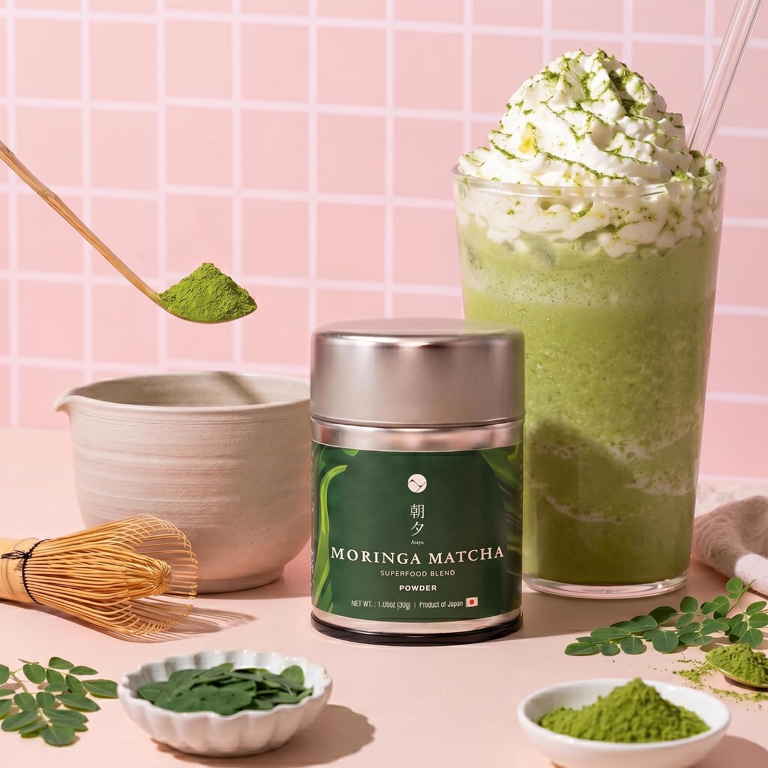 Asayu Japan Poudre de Matcha au Moringa, Mélange Naturel de Superaliments, Thé Matcha Fabriqué au Japon (Boîte de 30 g) - Image 9