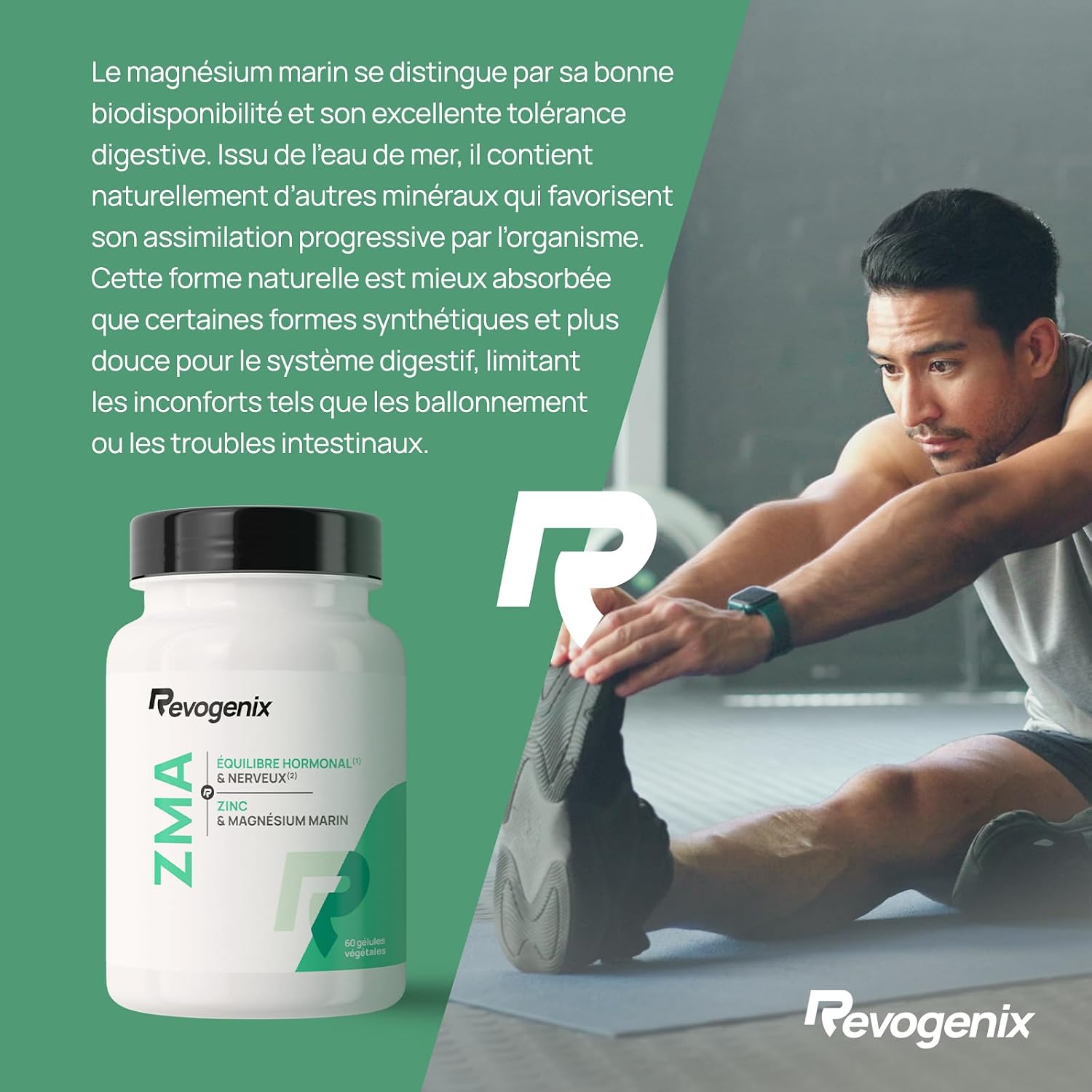 ZMA Highly Dosed | Zinc, Magnesium & Vitamin B6 | Facilitates Mass Gain and Muscle Recovery | Support Testosterone Production | 60 Vegan Capsules Without Additives and GMOs | Revogenix - Image 5