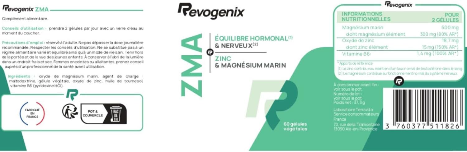 ZMA Highly Dosed | Zinc, Magnesium & Vitamin B6 | Facilitates Mass Gain and Muscle Recovery | Support Testosterone Production | 60 Vegan Capsules Without Additives and GMOs | Revogenix - Image 9