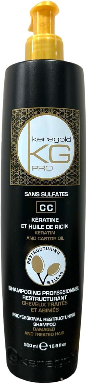 Keragold KG Pro Trio Capillaire Keratin & Castor Oil - Shampoo 500ml, Mask 500ml, Serum 100ml - Sulfate Free Routine for Treated, Damaged, Dry, Frizz & Shine Hair - Image 8