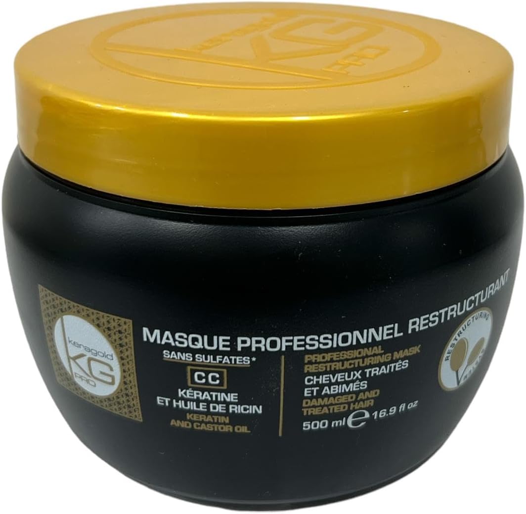 Keragold KG Pro Trio Capillaire Keratin & Castor Oil - Shampoo 500ml, Mask 500ml, Serum 100ml - Sulfate Free Routine for Treated, Damaged, Dry, Frizz & Shine Hair - Image 9