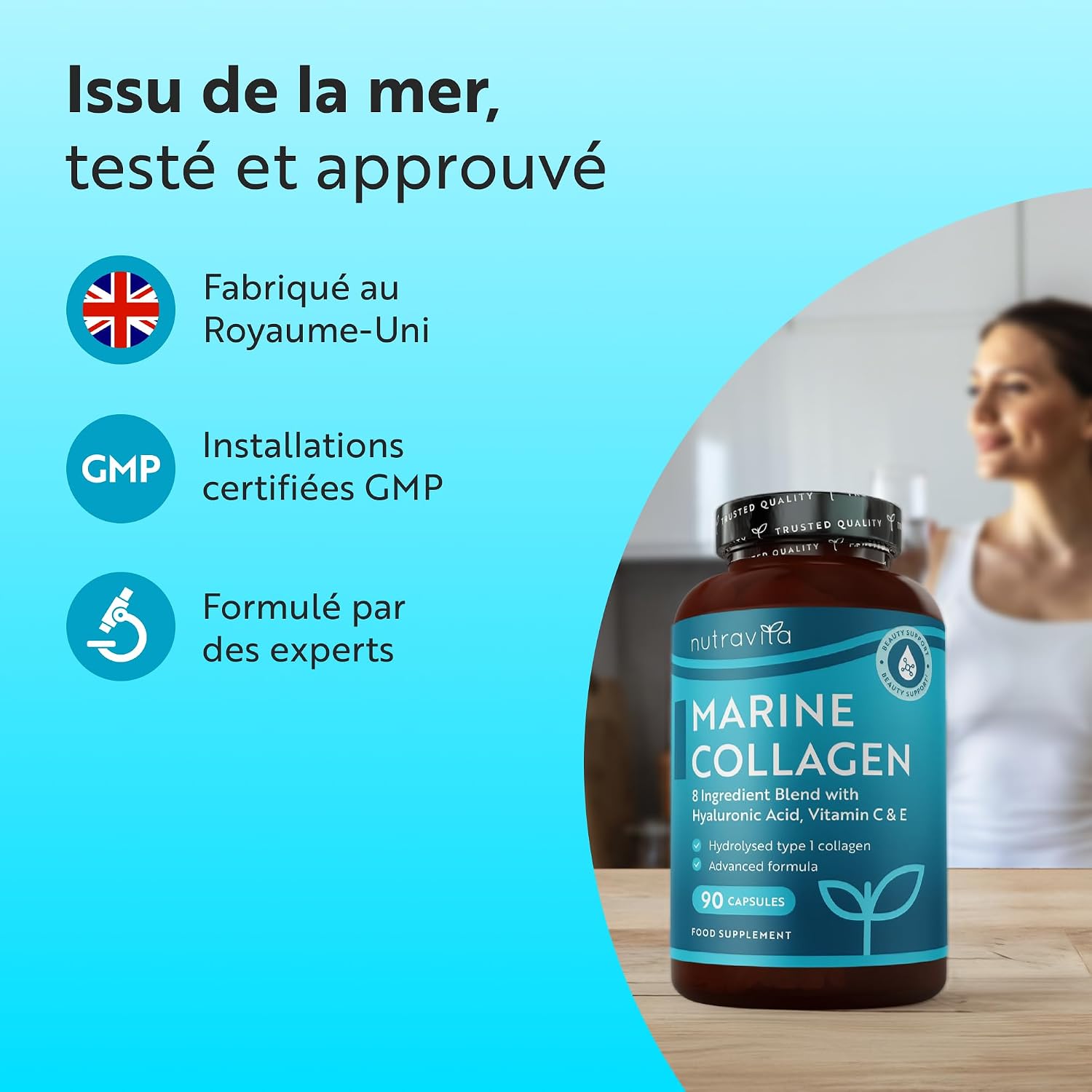 Nutravita Marine Collagen and Hyaluronic Acid 1000mg - 90 Capsules - Image 4
