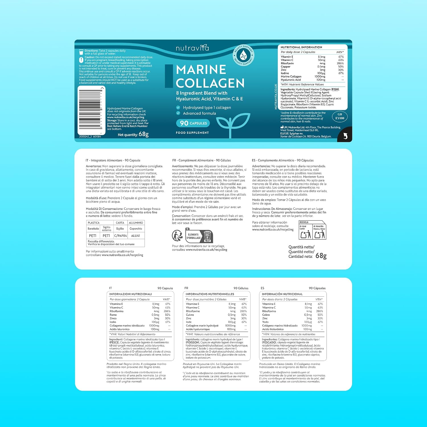 Nutravita Marine Collagen and Hyaluronic Acid 1000mg - 90 Capsules - Image 13