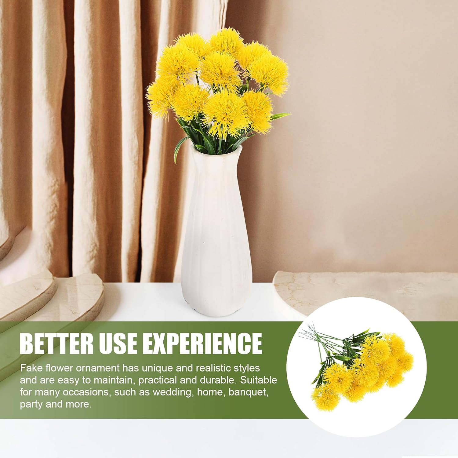 10 Pcs Artificial Dandelion Dandelion Flowers Plastic Artificial Dandelion Flower Table Decoration Green Vintage Decor - Image 5
