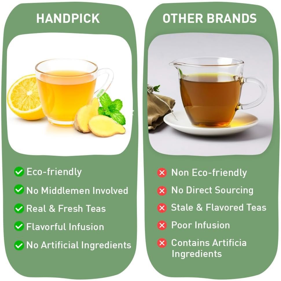 HANDPICK The Ginger Lemon - 100 Eco-Friendly Sachets | Coffee Free & Non-GMO - The Lemon Ginger 100% Pure - Image 9