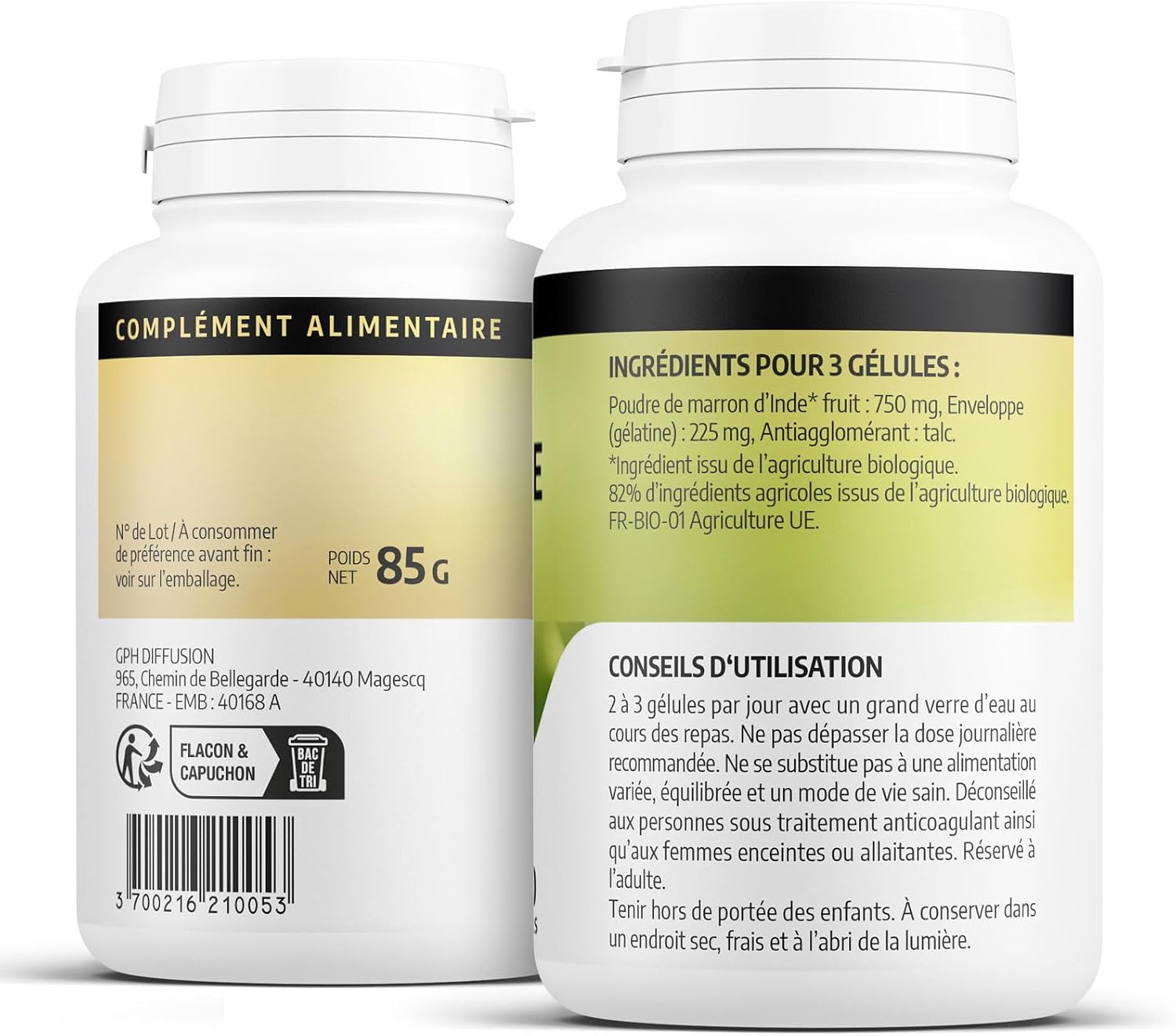 Organic horse chestnut 250 mg - 200 capsules - Ecocert certified - Image 3