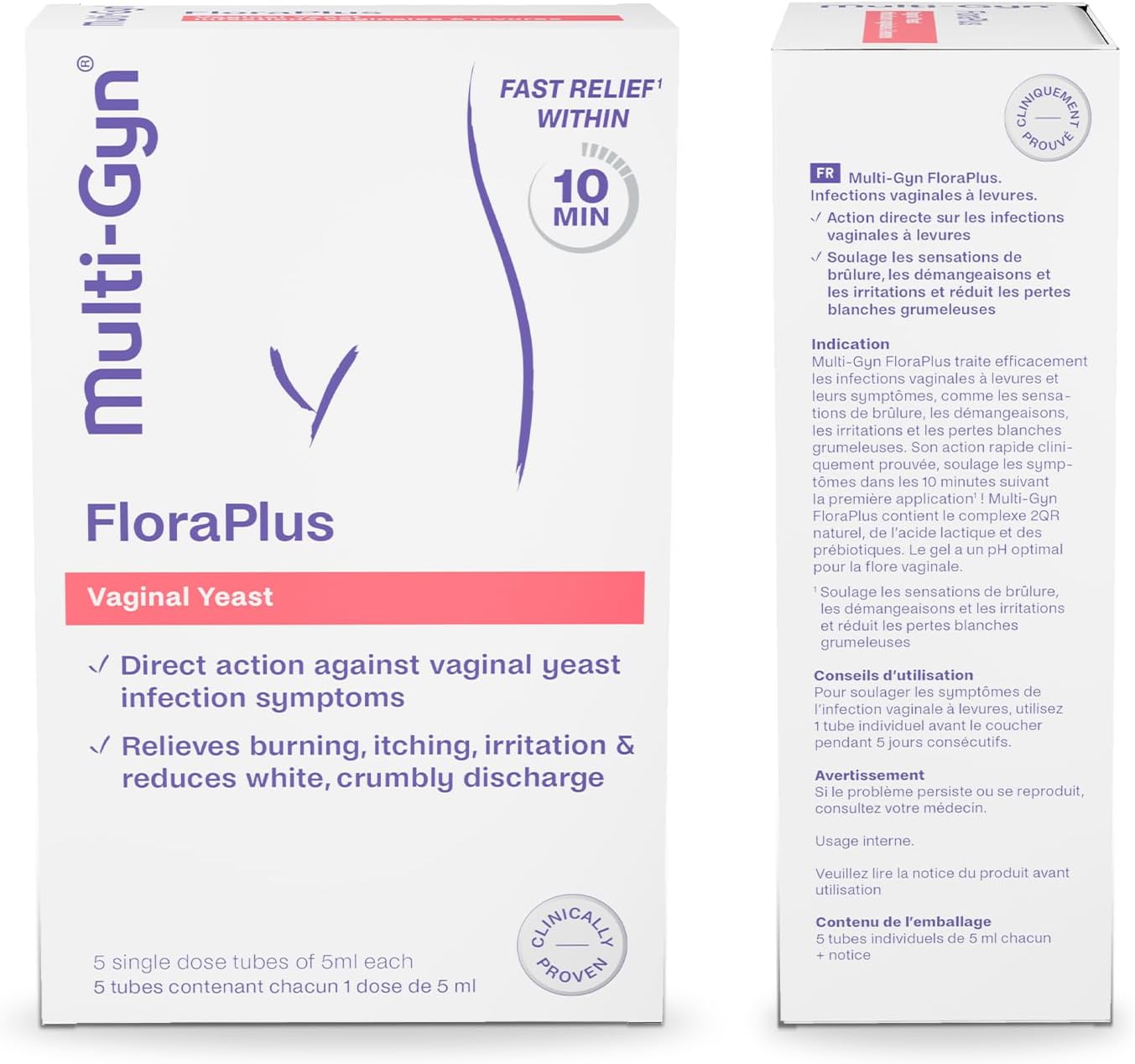 Multi-Gyn FloraPlus - Treats Thrush Symptoms - Clinically Proven - Fast Relief in 10 Minutes - With Prebiotics & Lactic Acid - 5 Single Dose Tubes - Image 4