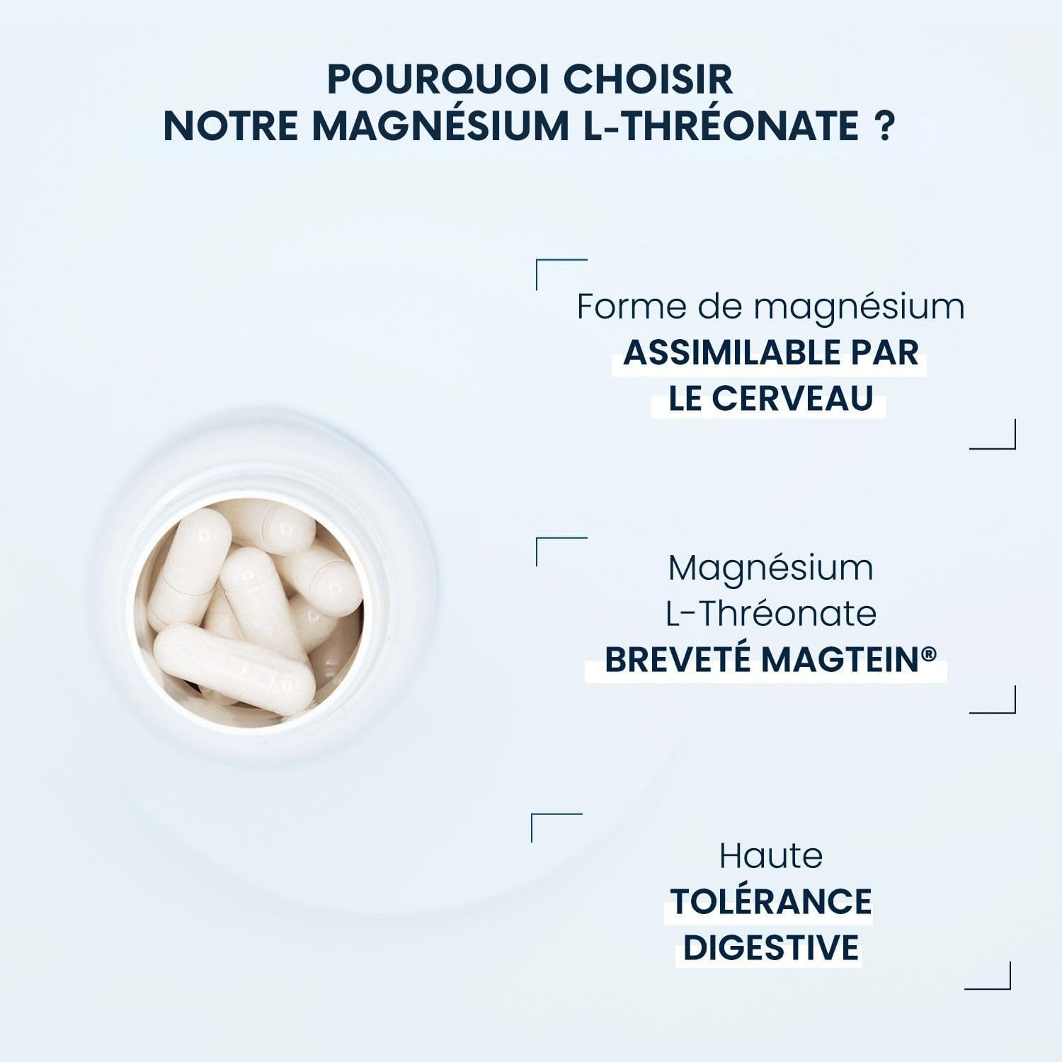 Magnesium L-Threonate Magtein - Memory, Concentration, Cognitive Function, Fatigue - High Cerebral Assimilation - Patented Formula - 667 mg - 90 Capsules (1 Month) - Made in France Dynveo - Image 4