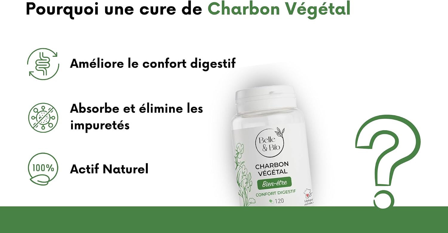 DIGESTION & TUMMY PAIN - 100% Activated Vegetable Charcoal - 120 Capsules - 1 Month Cure - Belle & Bio Food Supplement - Made in France - Image 6