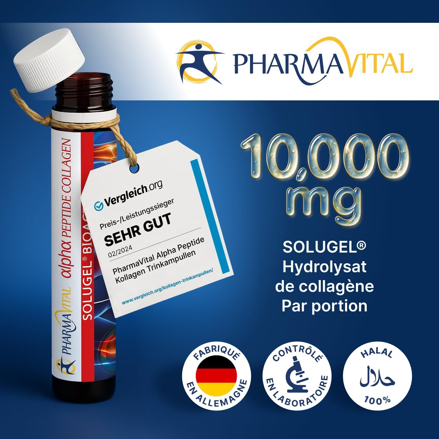 Alpha Peptide Collagen Drinking Collagen - Liquid Collagen 50 Ampoules, 10,000mg Collagen Hydrolysate - With Collagen Peptides Type 1 & 3 - Tested in External Laboratory - Image 3
