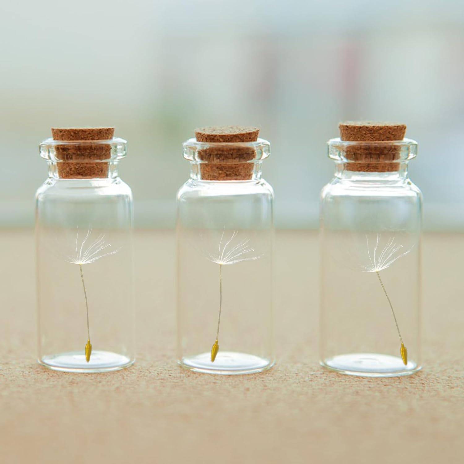 Dandelion Glass, 12 Set Small Greetings Exaucer Real Dandelions in Jar, Small Gift with Greeting Card Bag Garbage Bag Hemp Rope, Thank You Gift Lucky Charm (Multicoloured) - Image 5