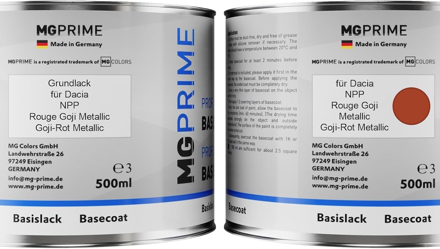 MG PRIME Pots de Peinture voiture pour Dacia NPP Rouge Goji Metallic 1,0L - Image 3