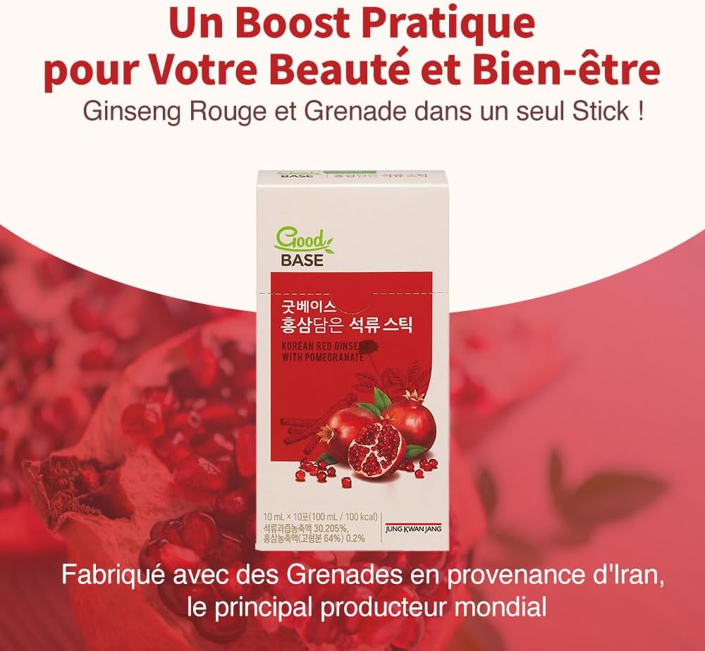 Jung Kwan Jang 100% Korean Panax Red Ginseng Extract with Pomegranate, Convenient Stick Type, 30 Sticks Natural Energy Booster, Immune Support and Stress Relief - Image 3