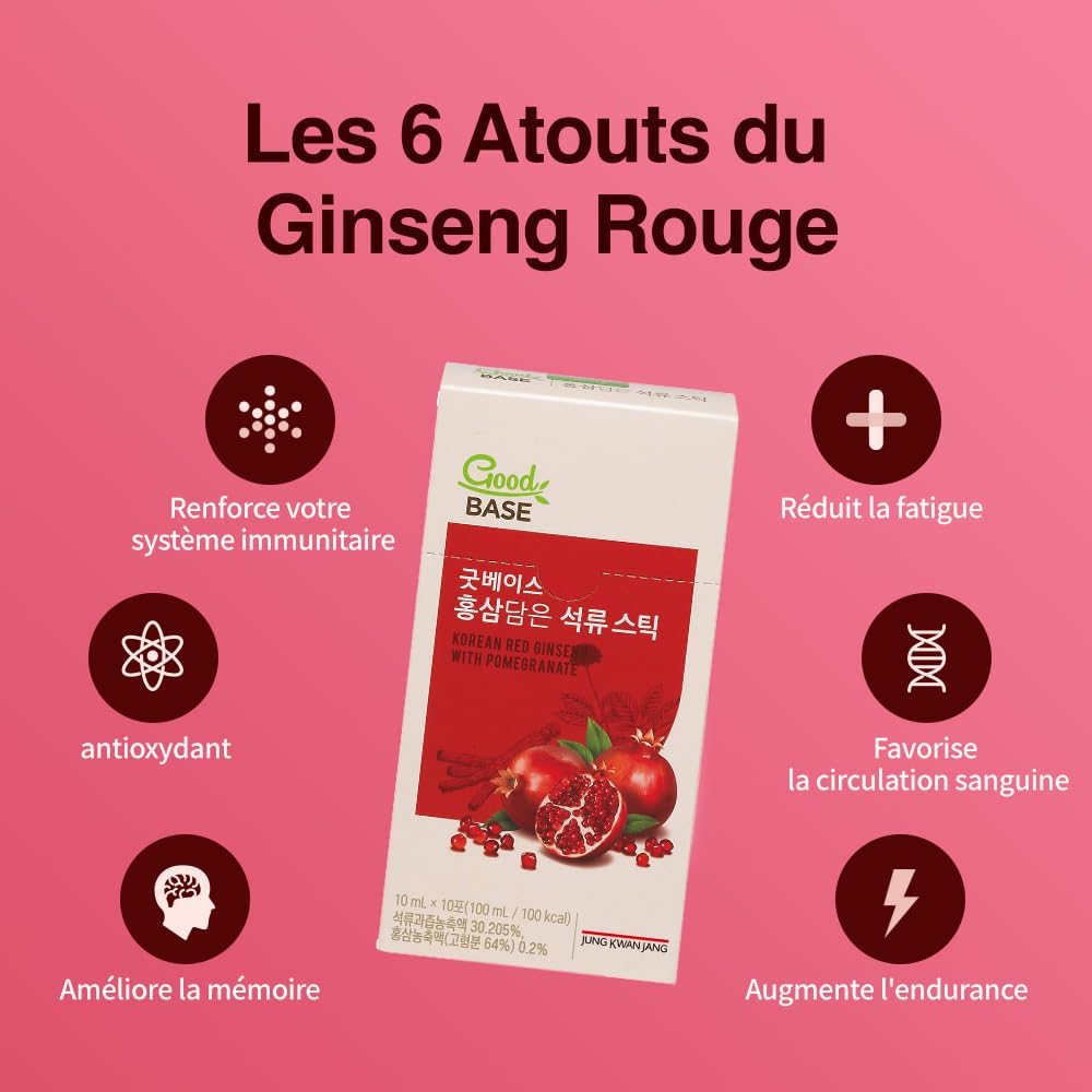 Jung Kwan Jang 100% Korean Panax Red Ginseng Extract with Pomegranate, Convenient Stick Type, 30 Sticks Natural Energy Booster, Immune Support and Stress Relief - Image 5
