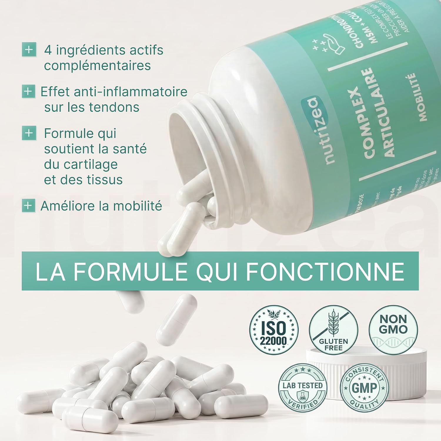 Joint Complex Mobility 1700 mg With Glucosamine + Chondroitin + MSM + Collagen - Joint Relief - Complete Formula - 60 Natural Capsules - Image 4