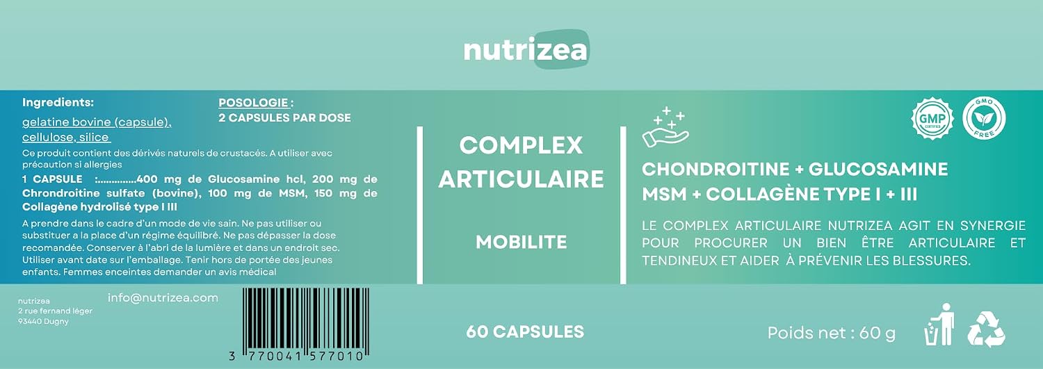 Joint Complex Mobility 1700 mg With Glucosamine + Chondroitin + MSM + Collagen - Joint Relief - Complete Formula - 60 Natural Capsules - Image 7