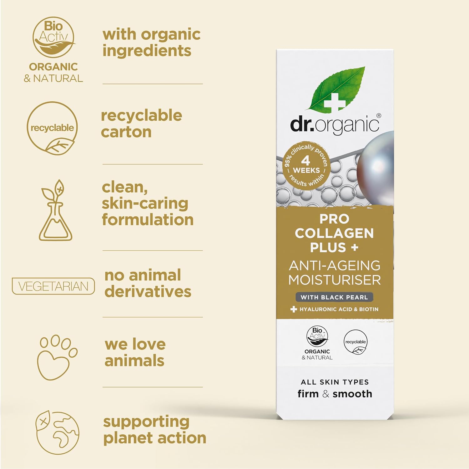 Dr. Organic Pro Collagen Plus Black Pearl Anti-Aging Moisturiser 50ml - Image 5