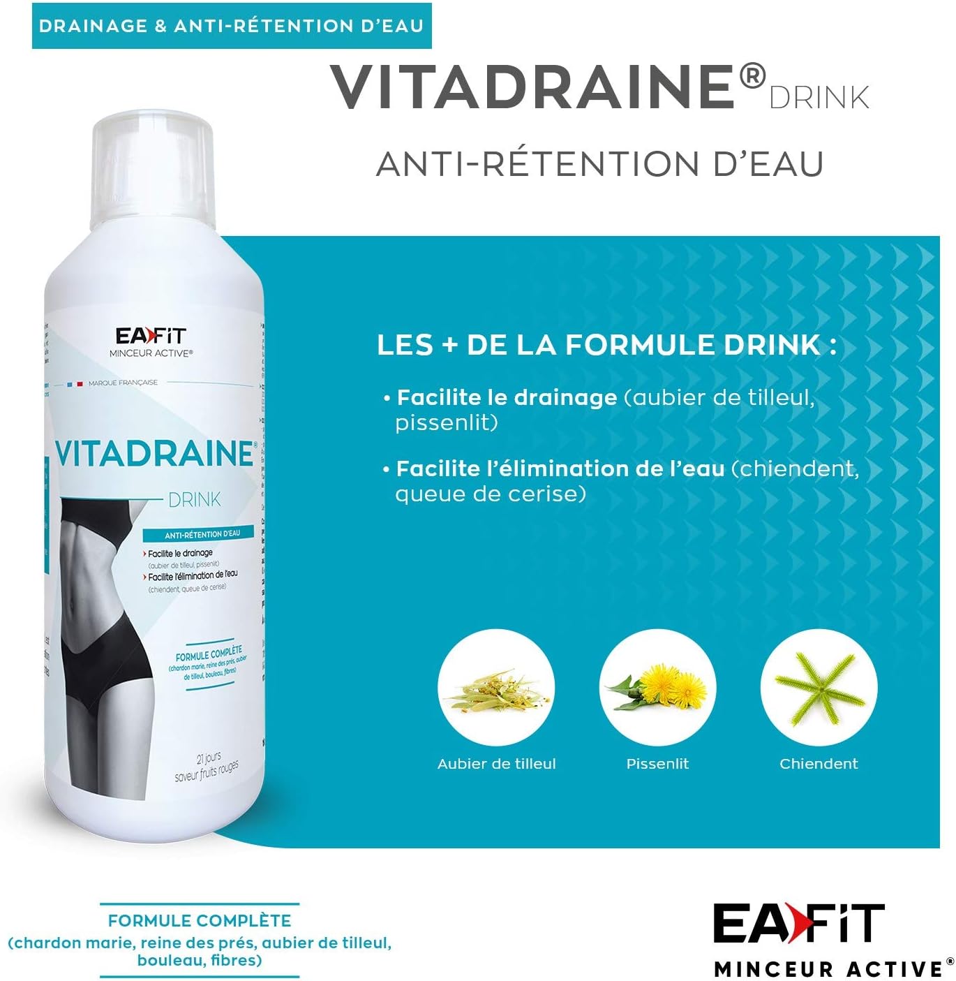 EAFIT Vitadraine Draineur Anti-Water Retention Red Fruit 500 ml - Image 4