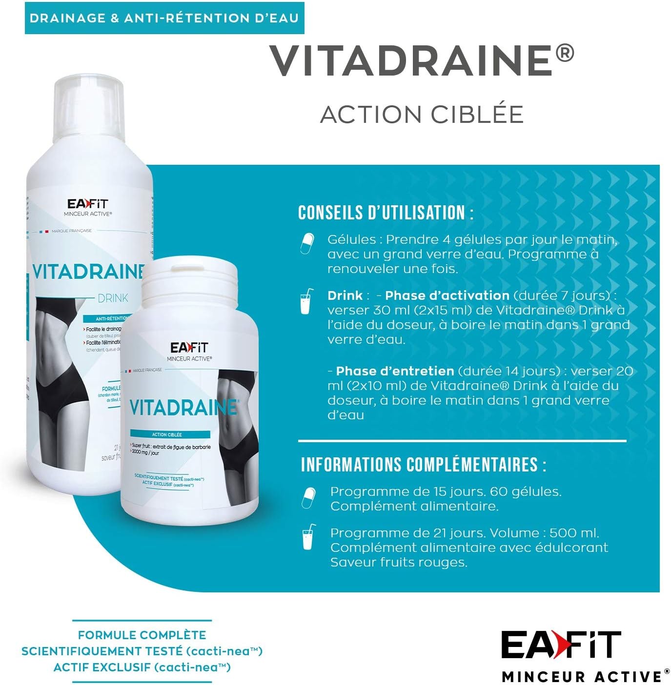 EAFIT Vitadraine Draineur Anti-Water Retention Red Fruit 500 ml - Image 5