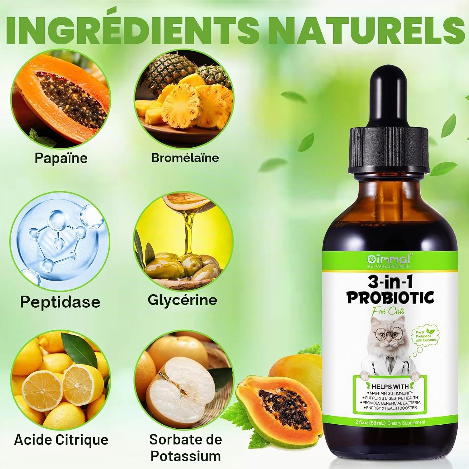 Cat Probiotic 60ml, Cat Probiotic Drops, to Support Gut Health, Strengthen the Immune System, Relieve Gastrointestinal Pain, Pre-and Probiotics with - Image 3