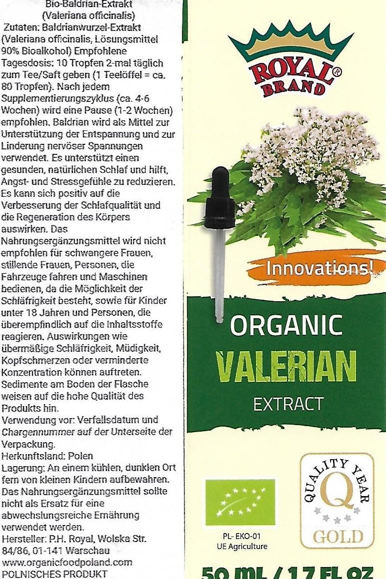 Organic Valerian Extract - Liquid Extract in Drops - Dietary Supplement 50ml - Vegan - Image 3