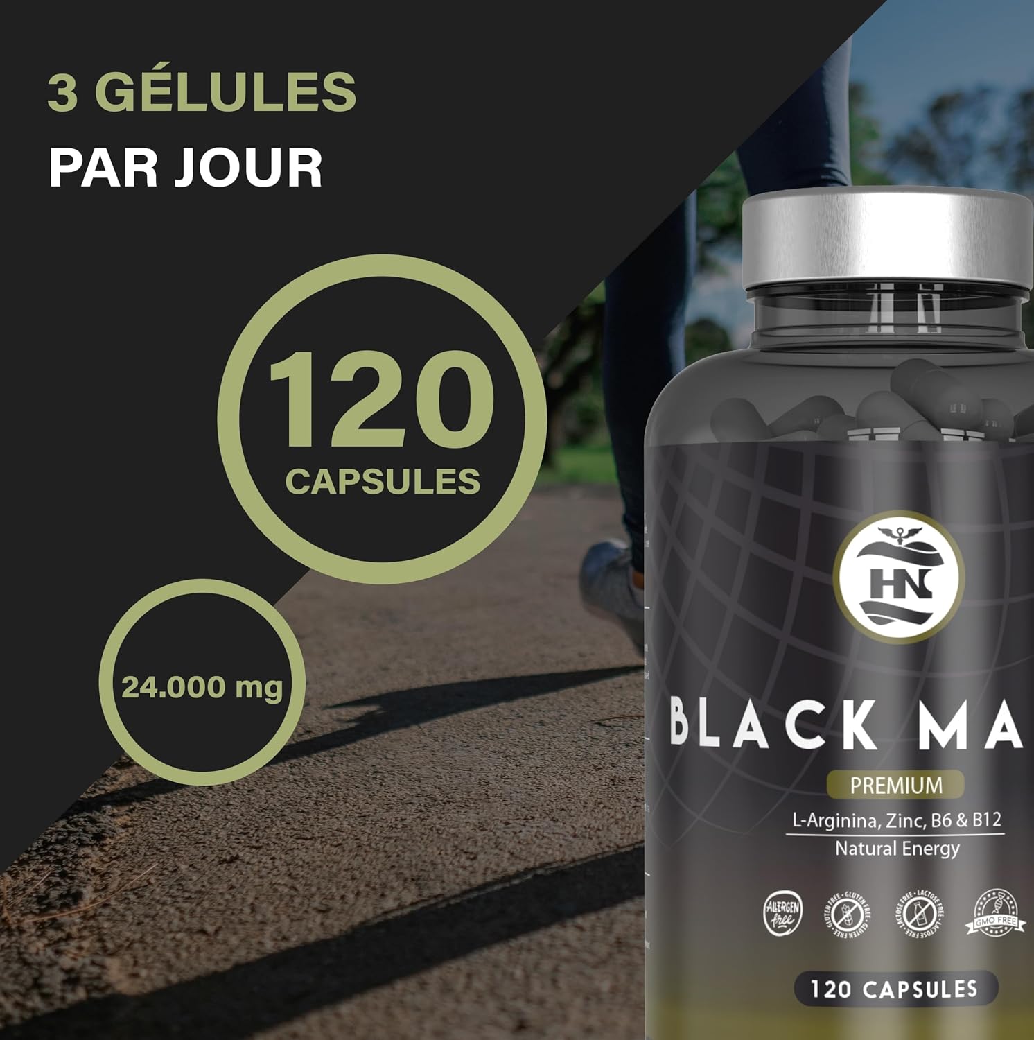 Black Maca Extra Strong 24000mg - 120 Capsules - Black Maca Extract 20:1 Improves Performance Men and Women Macca L-Arginine, Zinc, Vitamin B6 and B12 for Fighting Fatigue and Stress Oxidant - Image 9