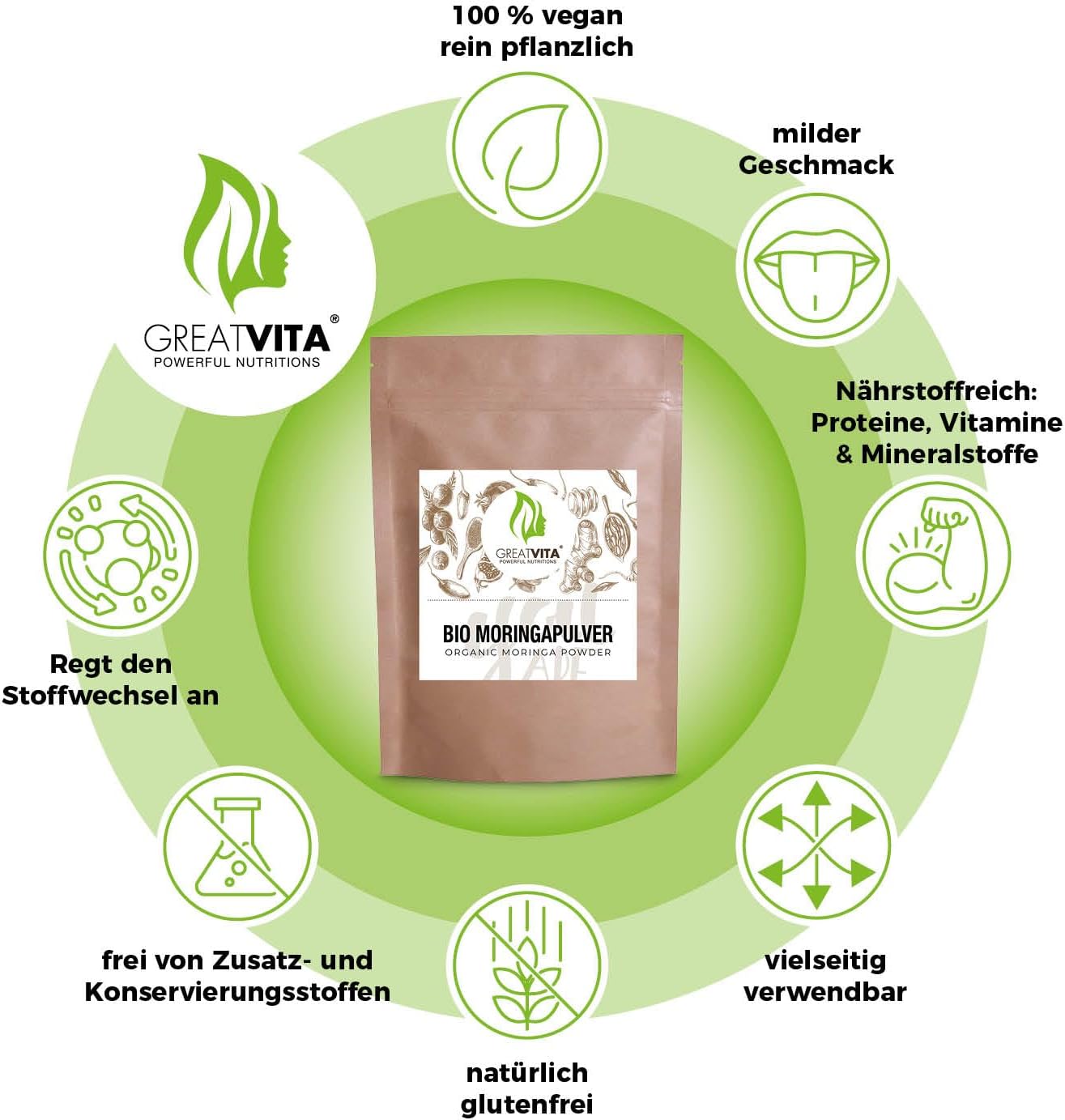 GreatVita Bio Moringa Powder 800 g No Additives - Image 5