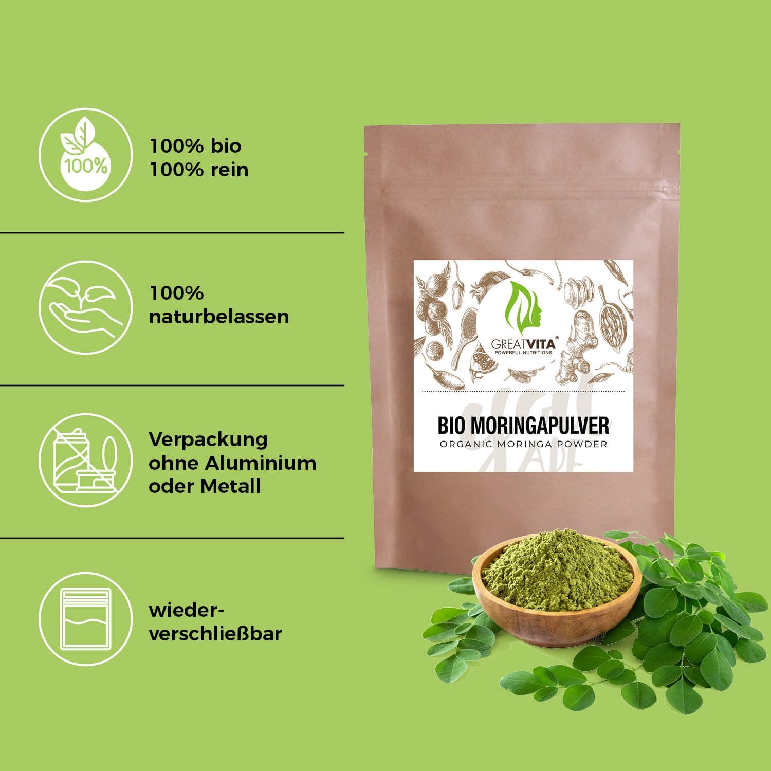 GreatVita Bio Moringa Powder 800 g No Additives - Image 6