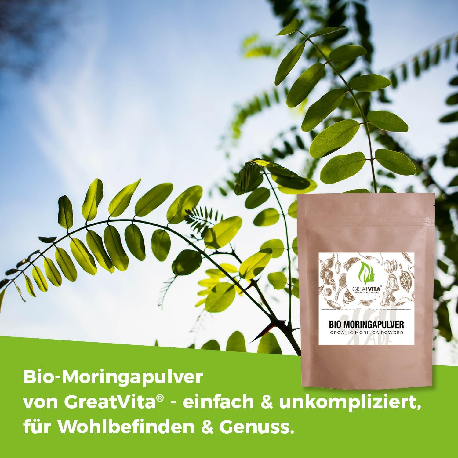 GreatVita Bio Moringa Powder 800 g No Additives - Image 7