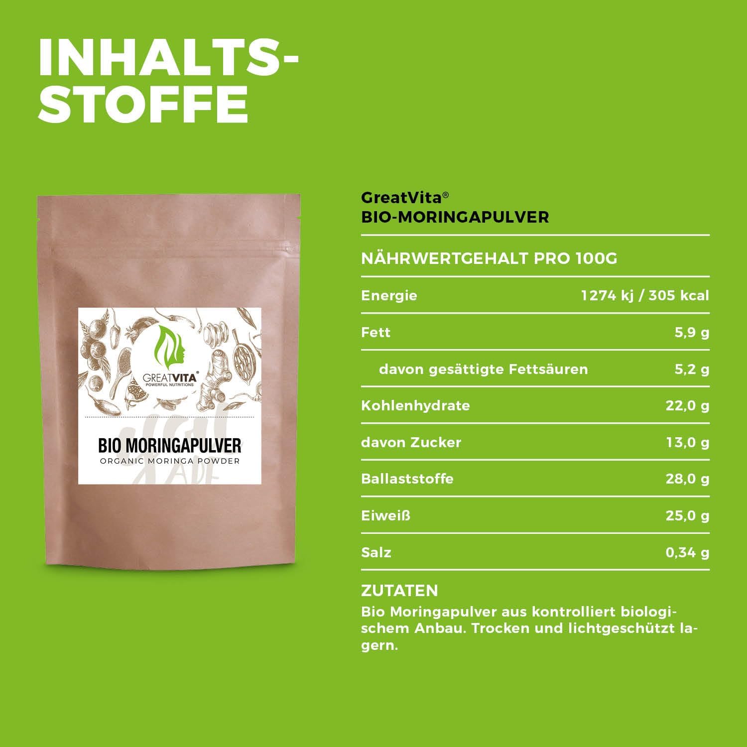 GreatVita Bio Moringa Powder 800 g No Additives - Image 8