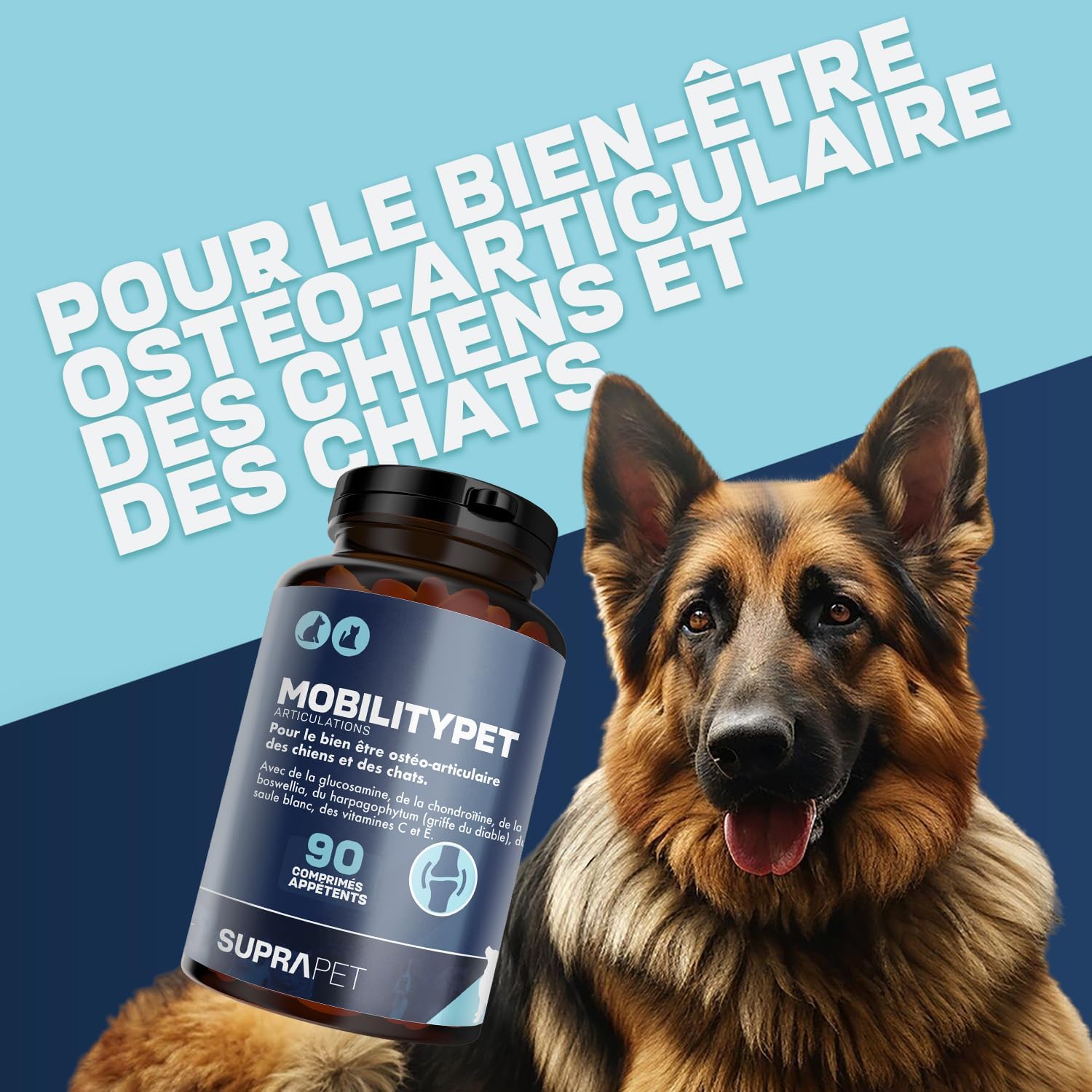 Suprapet MobilityPet Dogs and Cats - Bone and Cartilage Support 90 Tablets - Natural Complementary Food with Boswelia Glucosamine, Chondroitin, MSM and Devil's Claw, Vitamin C (90 TABLETS) - Image 3