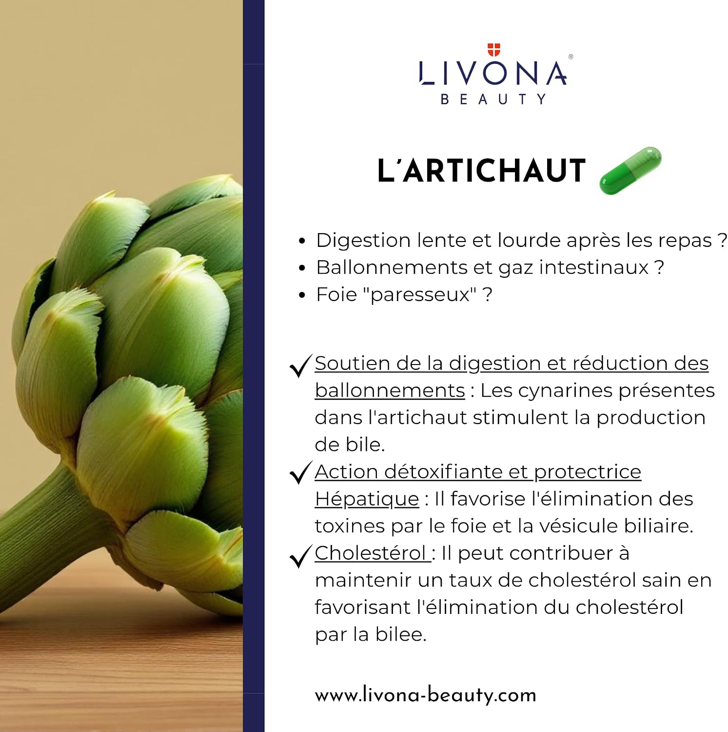 Detox Complex 120 Capsules: Spirulina 100 mg + Chlorella Algae 100mg + Calcium + Artichoke + Choline - Livona Beauty Dietary Supplement - Gluten Free and GMO Free | Vegan - Image 8