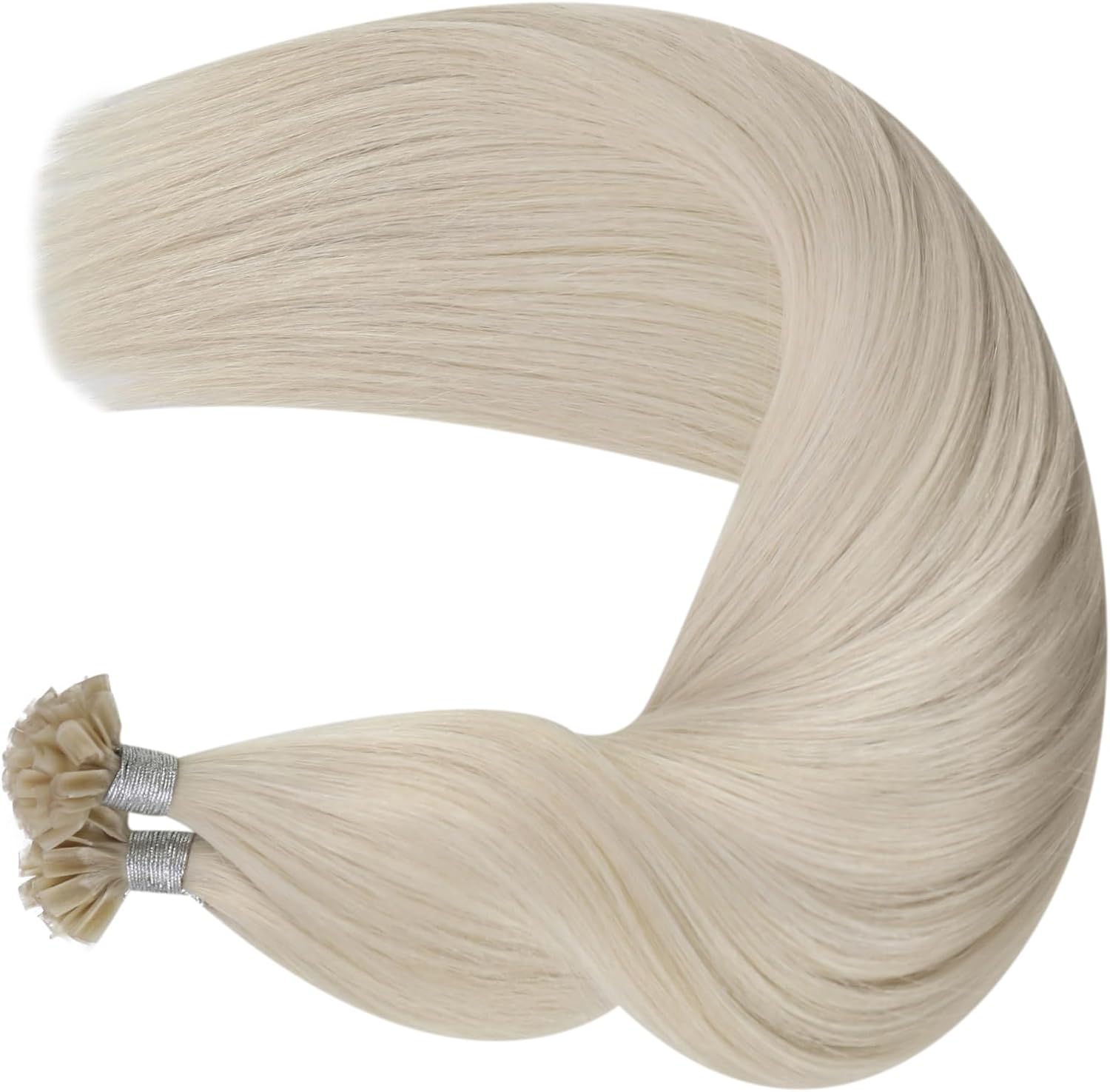 Moresoo Natural Remy Human Hair Extensions Keratin White Blonde 40 cm - Image 10