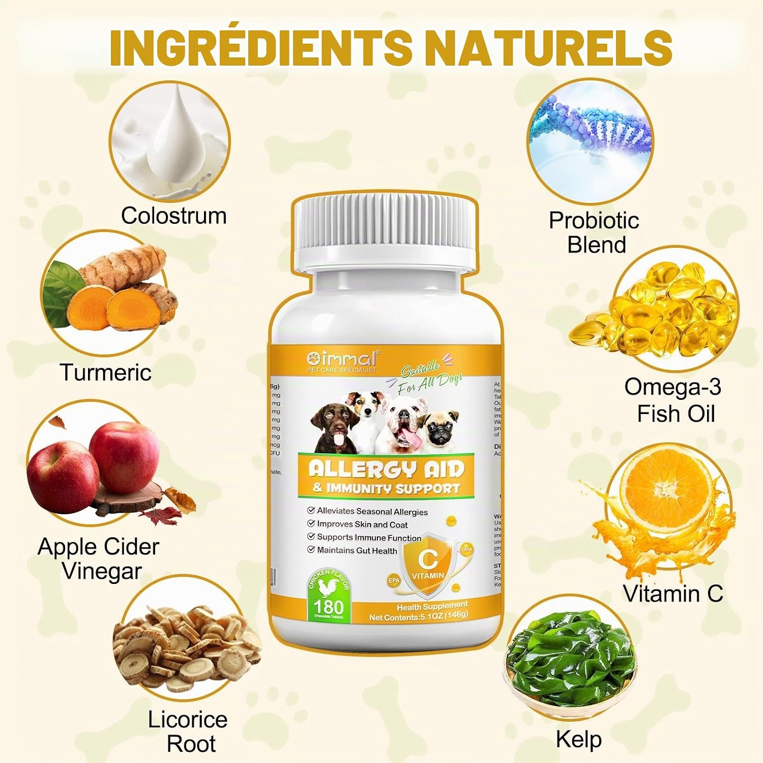 Anti-Demangement Dog, 180 x Allergy Tablets, Improves Skin and Coat, Relieves Seasonal Allergies, Supports Immune Function and Maintains Intestinal Health - Image 3