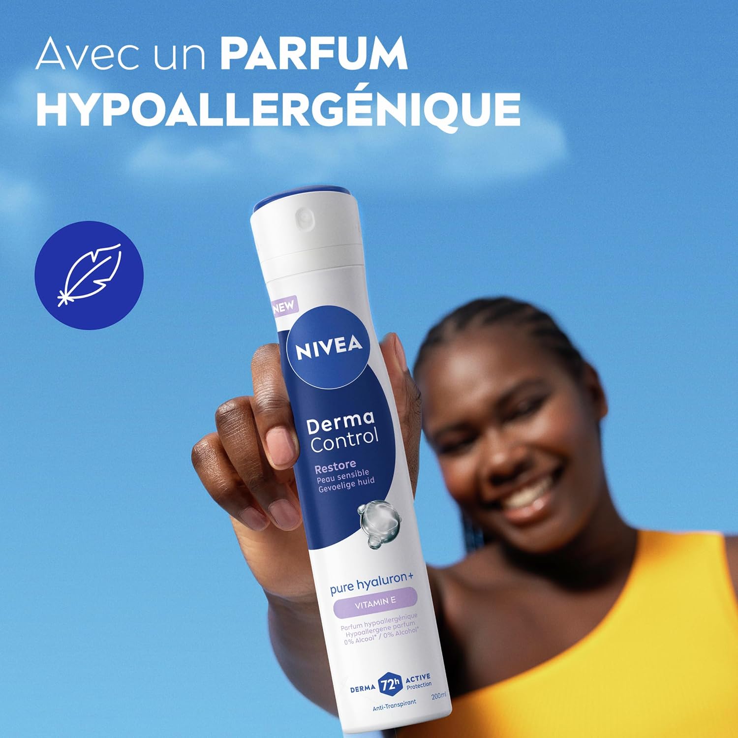 NIVEA - Derma Control Restore Feminine Atomizer - 72H Anti-Perspirant Deodorant - Anti-Irritation - Hyaluronic Acid & Vitamin E - 0% Alcohol - Sensitive Skin - 200ml (Pack of 2) - Image 6