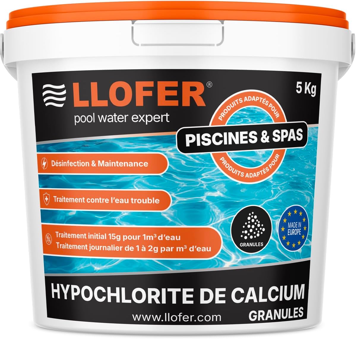 5 kg Calcium Hypochlorite granules - Chlorine Shock - Green Water & Trouble - Chlorination Shock Pool - Image 2