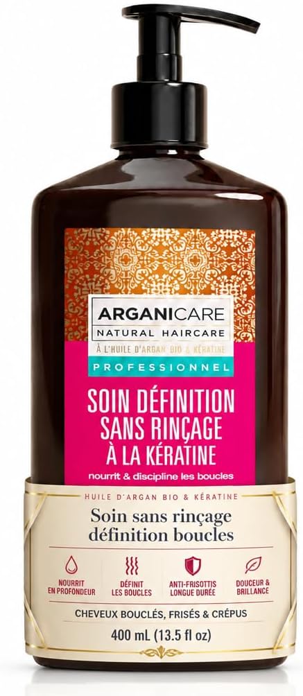 ARGANICARE | Keratin Leave-In Treatment | Nourishing and Moisturizing Leave-In Cream | Redefines and Disciplines Curly to Curly Hair | Anti-Frizz and Protection | 400 ml - Image 2