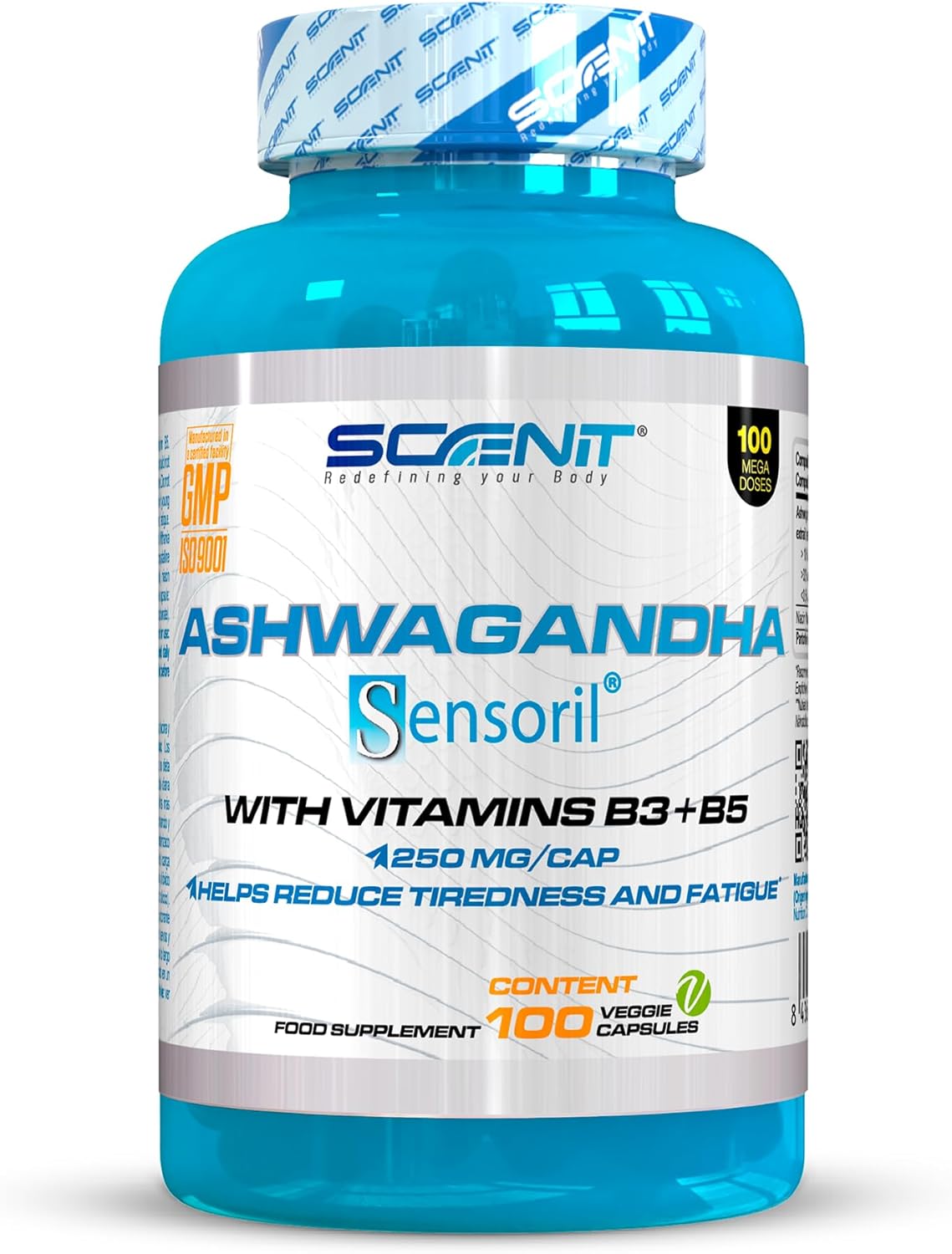 Ashwagandha Sensoril - Over 10% Withanolides - 100 Vegan Capsules for 100 Days - 250mg Per Capsule - With Vitamins B3 & B5 - Image 2