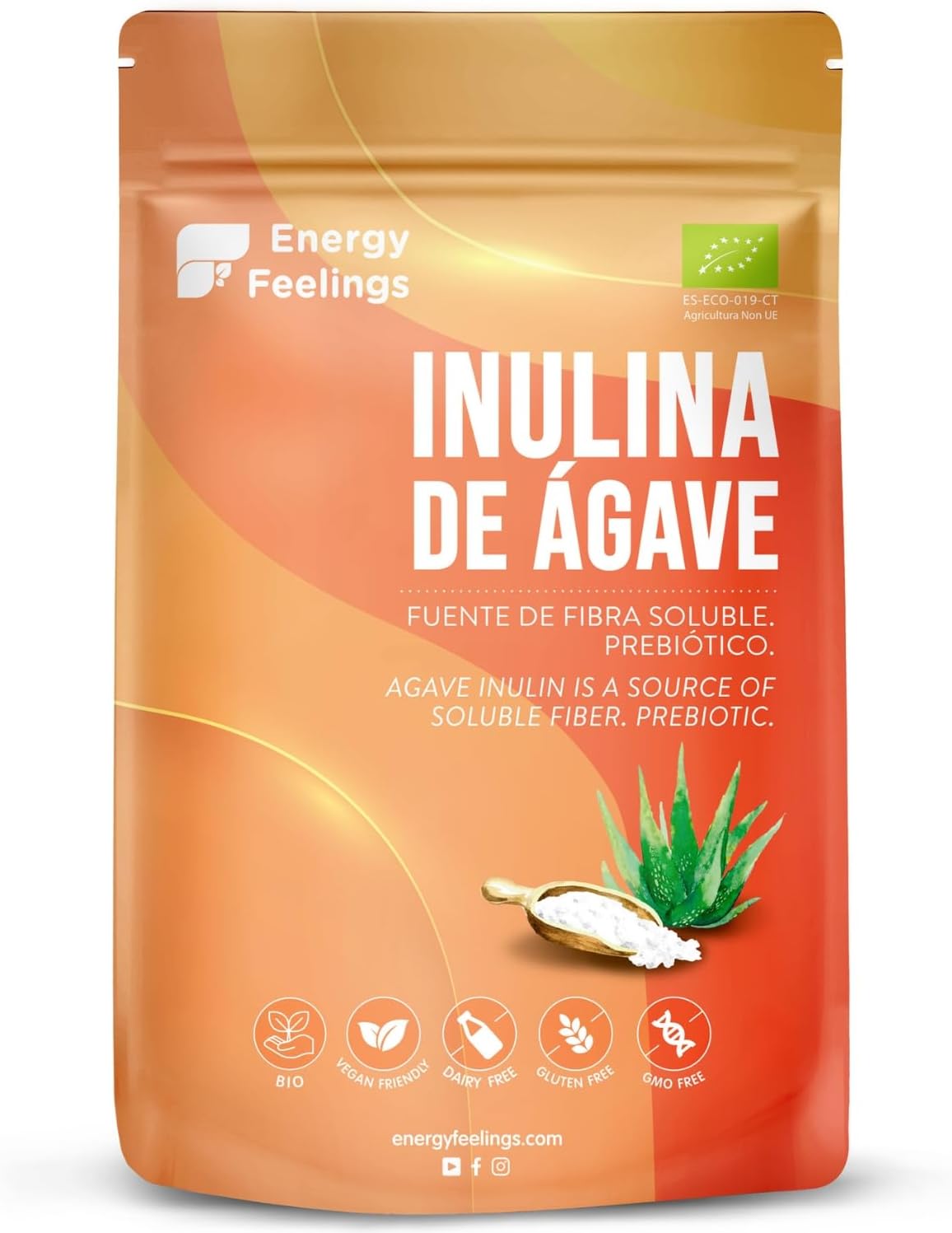 Energy Feelings Organic Agave Inulin 500g, Natural Prebiotic, Gluten Free and Lactose Free Powder Inulin, Dietary Fiber, Organic Inulin, Improves Digestion - Image 2