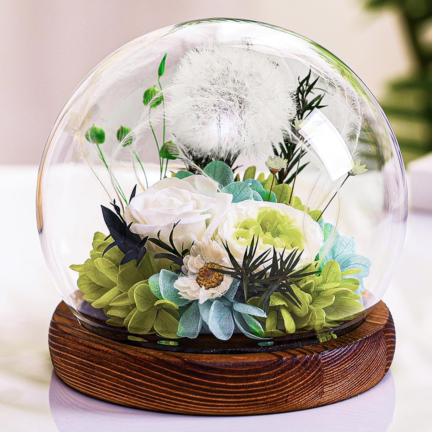 Gift Idea Glass Dandelion Valentine's Day Gift for Wife Girlfriend Sisters Teacher Mom Grandma Flower Under Bell Wish Fulfillment Gifts Encouragement for Her - Image 2